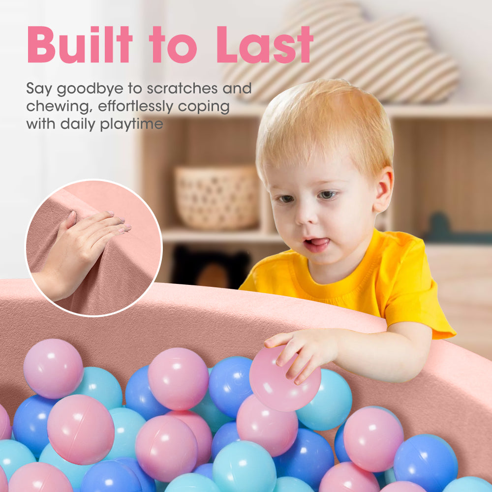 PlayPals Foam Ball Pit Soft Round Ball Pool Playpen Fence with 200 Balls Pink - Sunyee