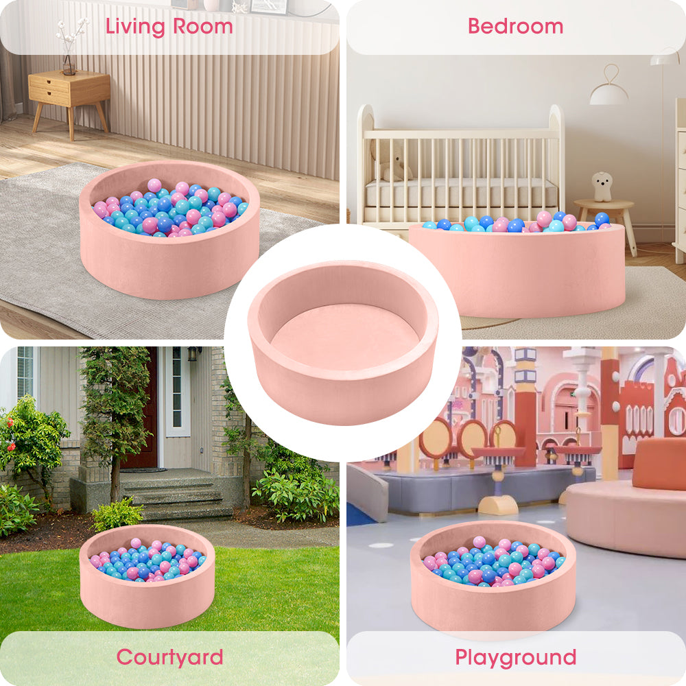 PlayPals Foam Ball Pit Soft Round Ball Pool Playpen Fence with 200 Balls Pink - Sunyee