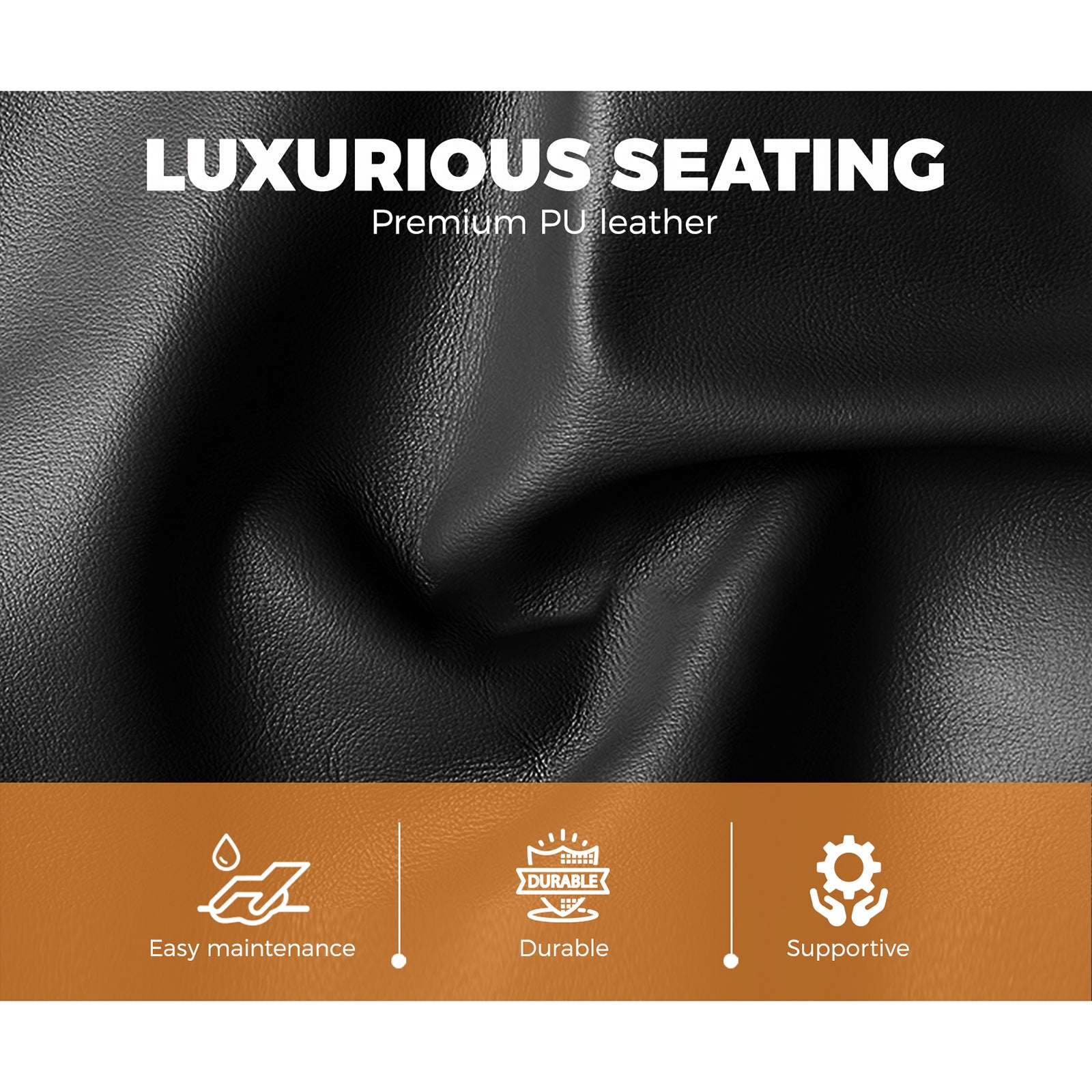 Oikiture Office Chair Gaming Chair Executive Computer Chairs PU Leather Black - Sunyee