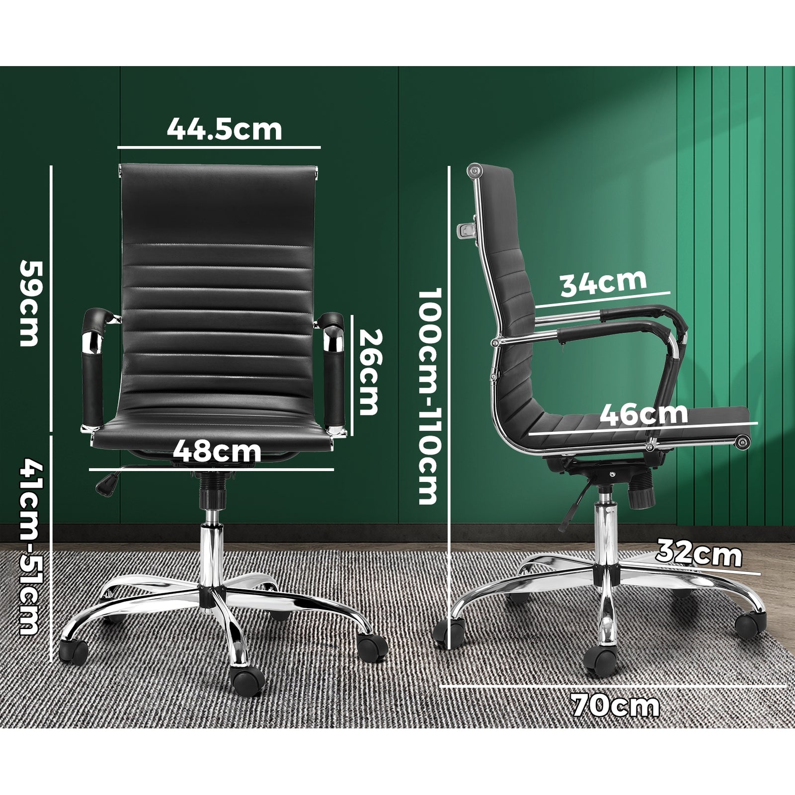 Oikiture Office Chair Gaming Chair Executive Computer Chairs PU Leather Black - Sunyee