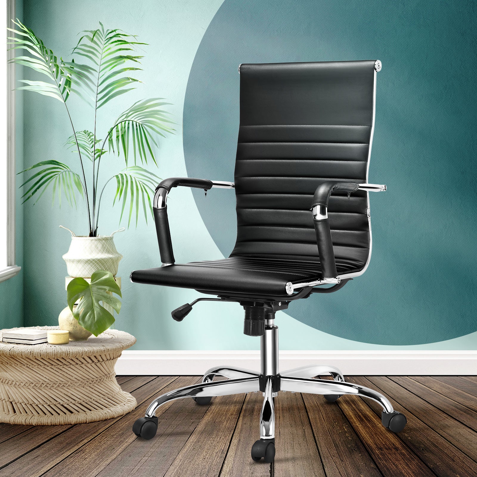 Oikiture Office Chair Gaming Chair Executive Computer Chairs PU Leather Black - Sunyee