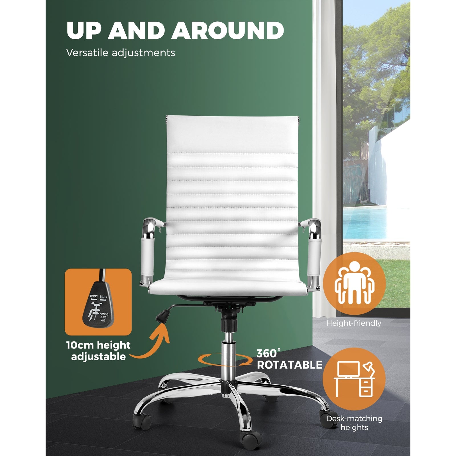 Oikiture Office Chair Gaming Chair Computer Executive Chairs PU Leather White - Sunyee