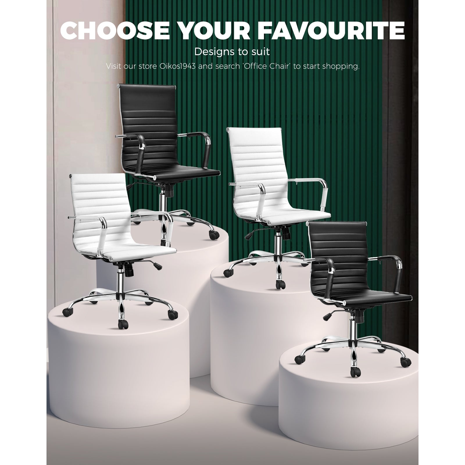 Oikiture Office Chair Gaming Chair Computer Executive Chairs PU Leather White - Sunyee