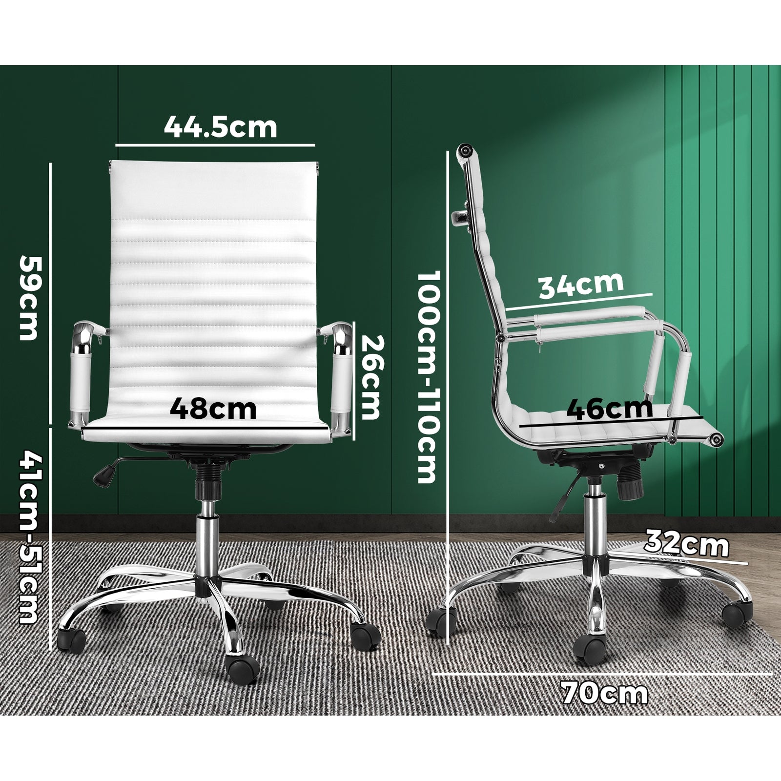 Oikiture Office Chair Gaming Chair Computer Executive Chairs PU Leather White - Sunyee