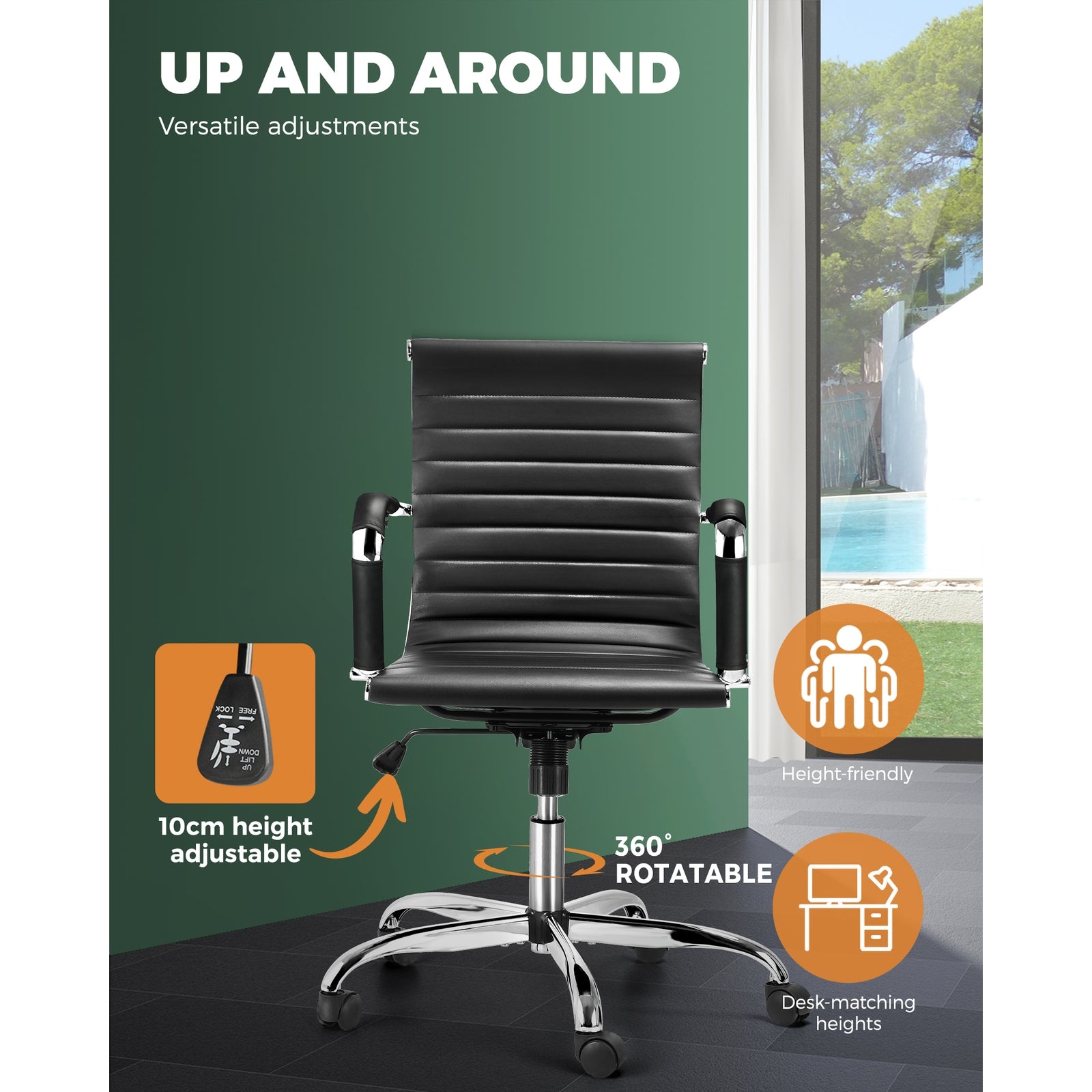 Oikiture Office Chair Gaming Chair Executive Computer Chairs PU Leather Black - Sunyee