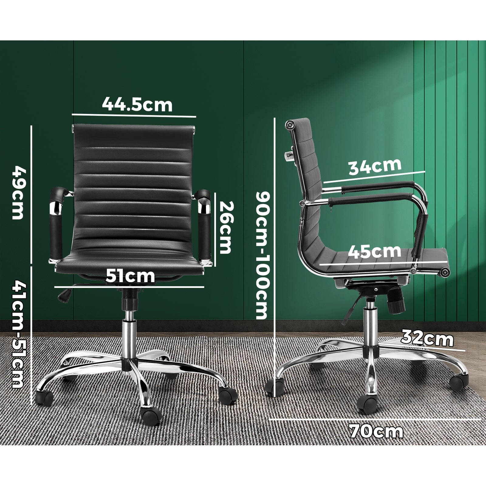 Oikiture Office Chair Gaming Chair Executive Computer Chairs PU Leather Black - Sunyee