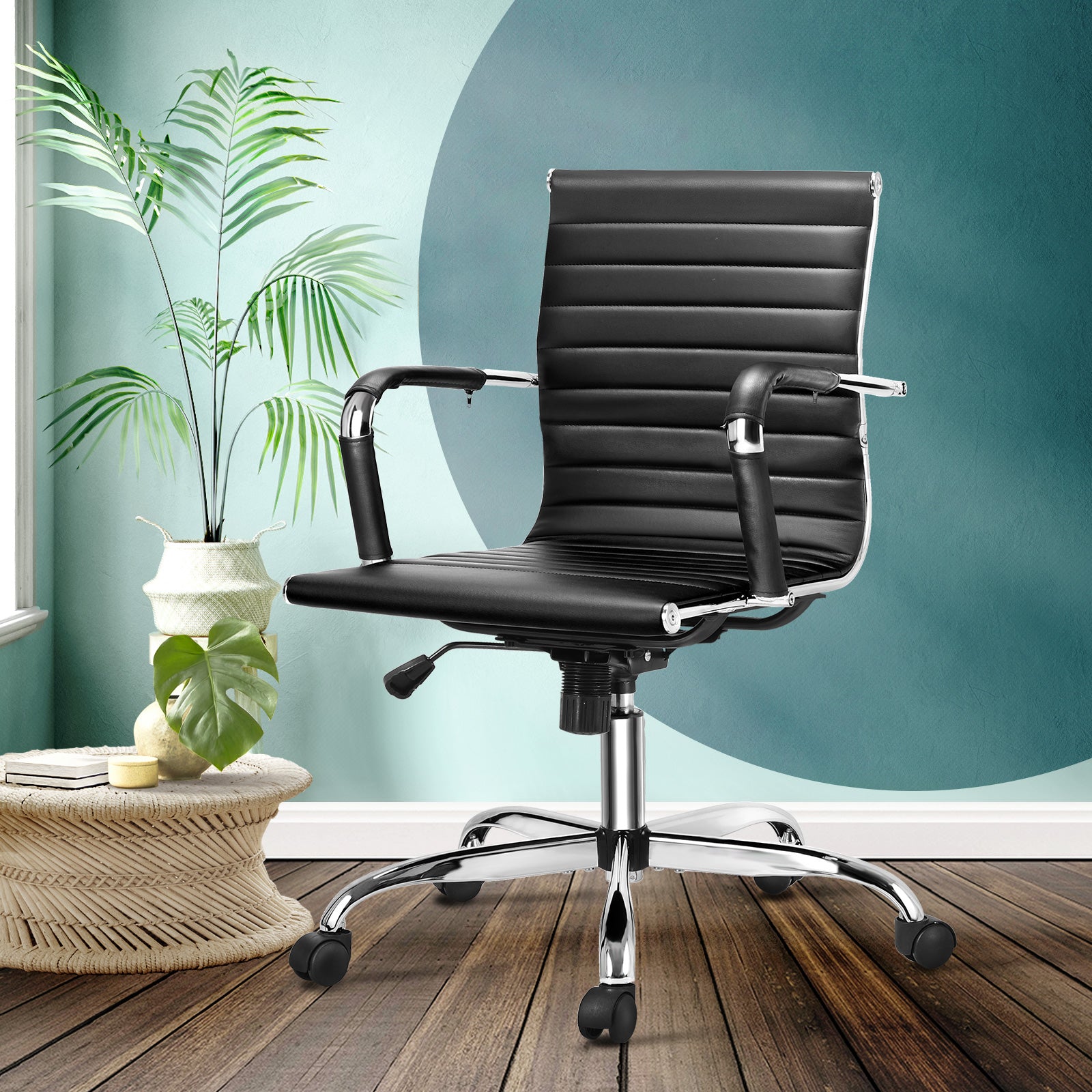Oikiture Office Chair Gaming Chair Executive Computer Chairs PU Leather Black - Sunyee