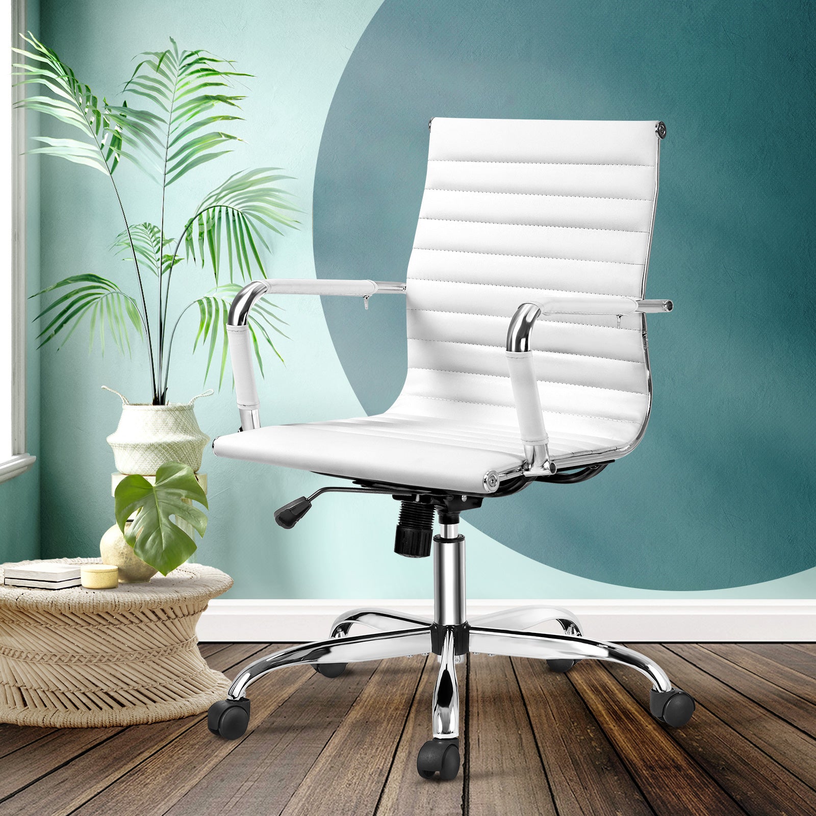 Oikiture Office Chair Gaming Chair Computer Executive Chairs PU Leather White - Sunyee