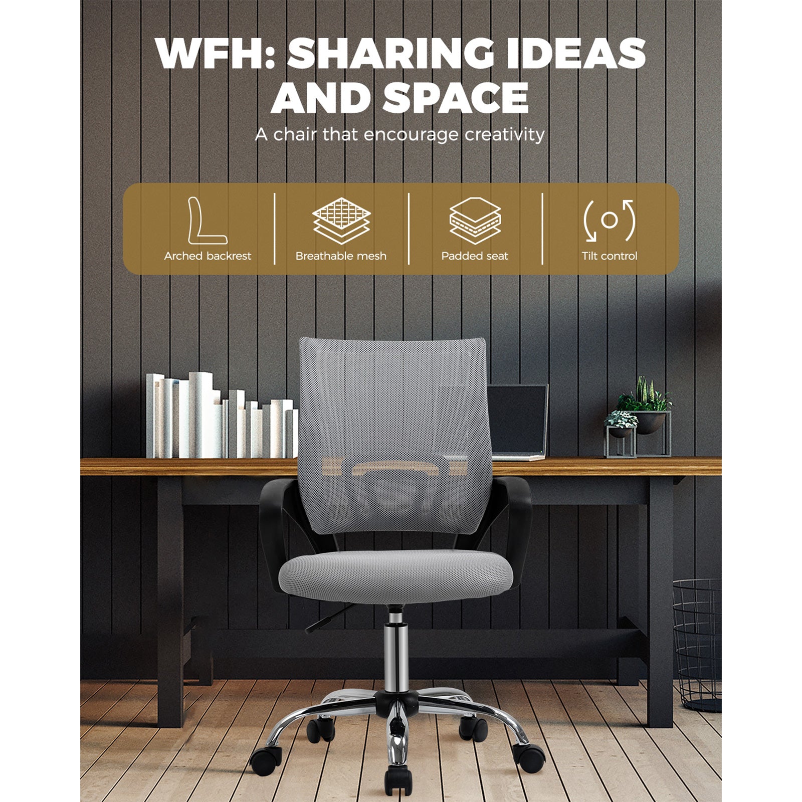 Oikiture Office Chair Mesh Gaming Chair Grey - Sunyee