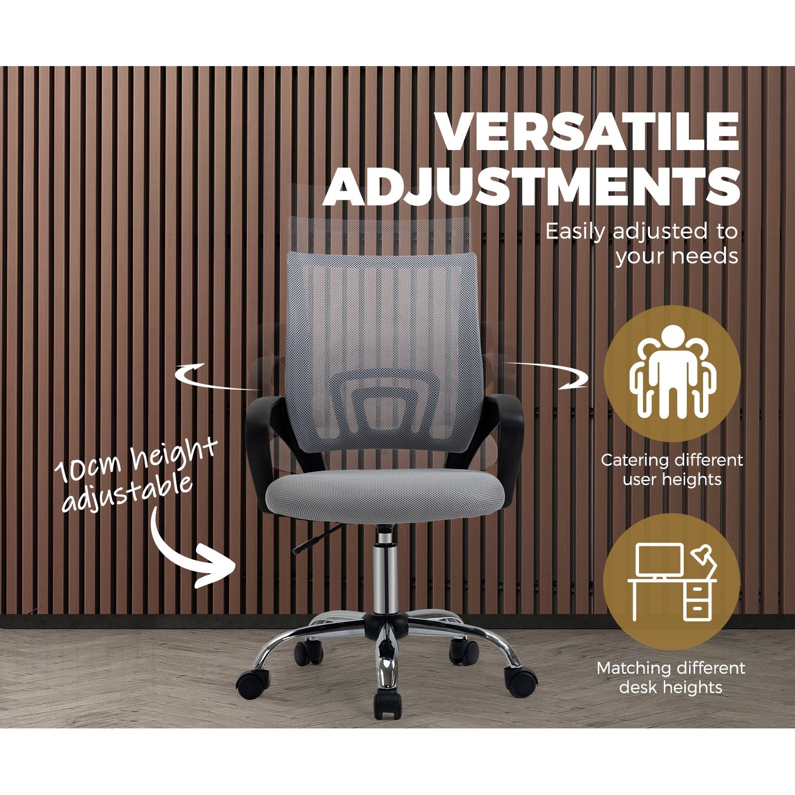 Oikiture Office Chair Mesh Gaming Chair Grey - Sunyee