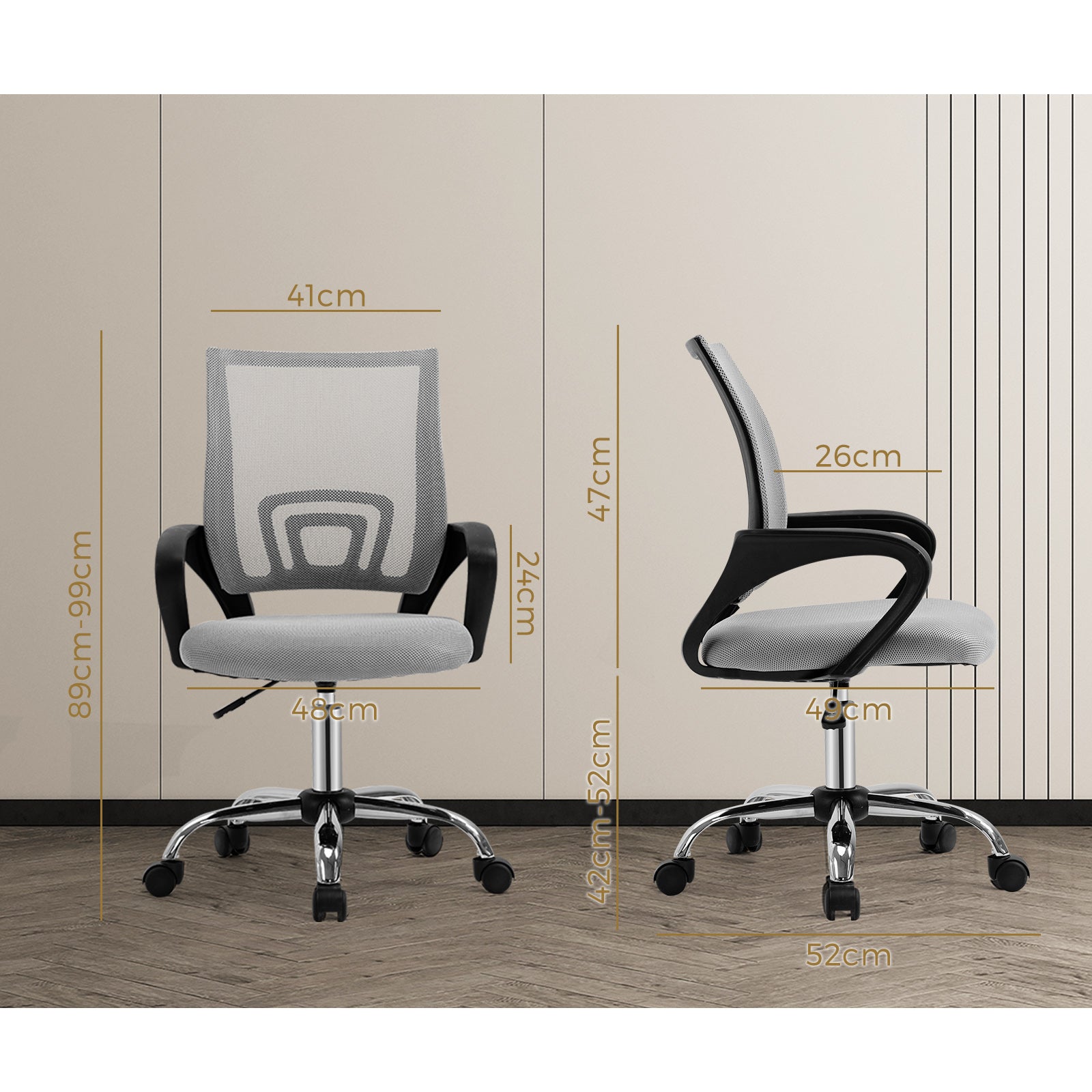 Oikiture Office Chair Mesh Gaming Chair Grey - Sunyee