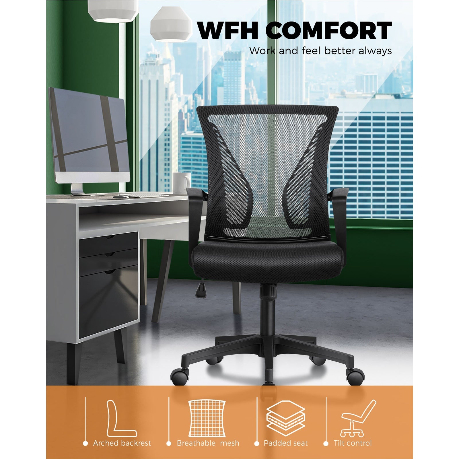 Oikiture Office Chair Executive Mesh Computer Chairs Study Work Gaming Chair - Sunyee