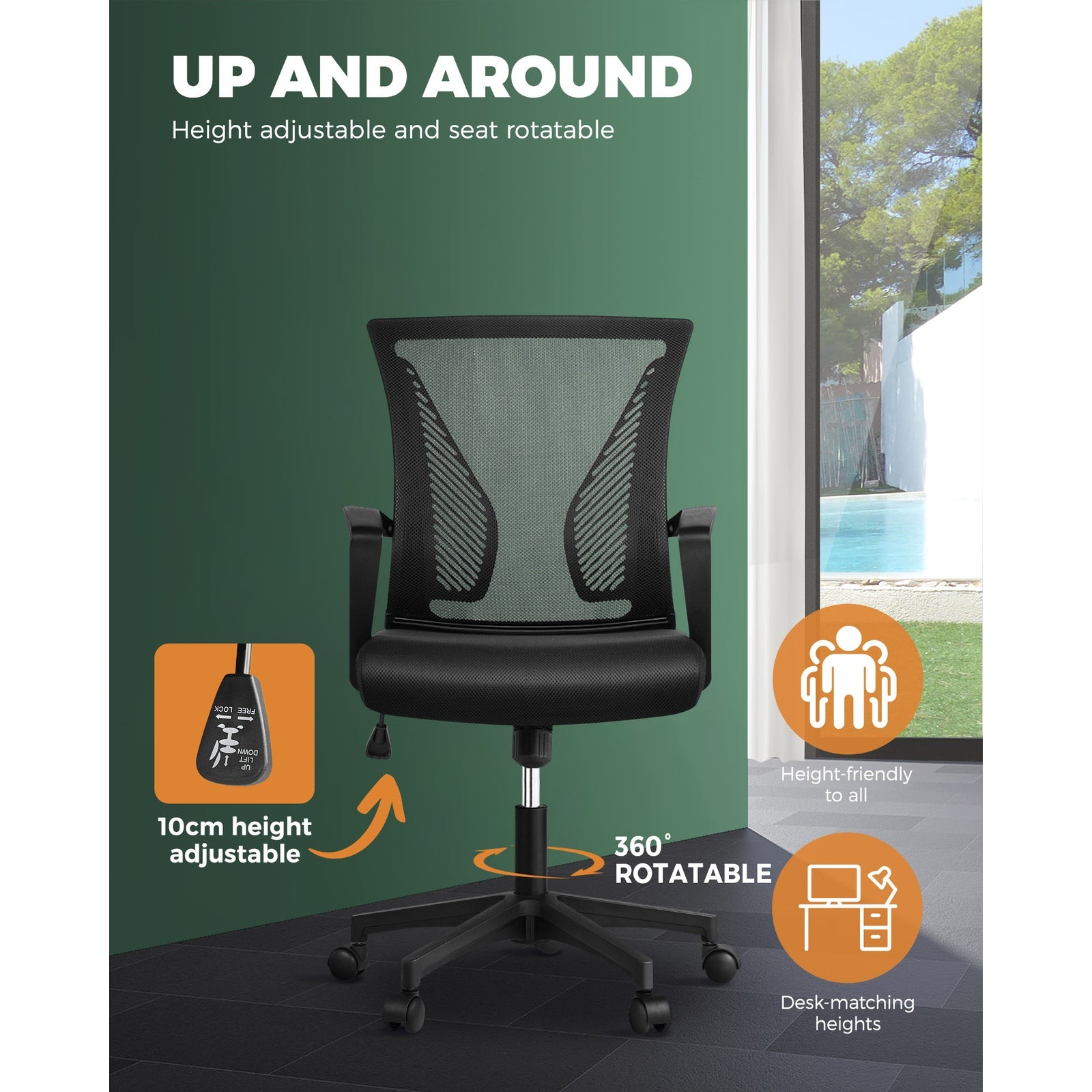 Oikiture Office Chair Executive Mesh Computer Chairs Study Work Gaming Chair - Sunyee
