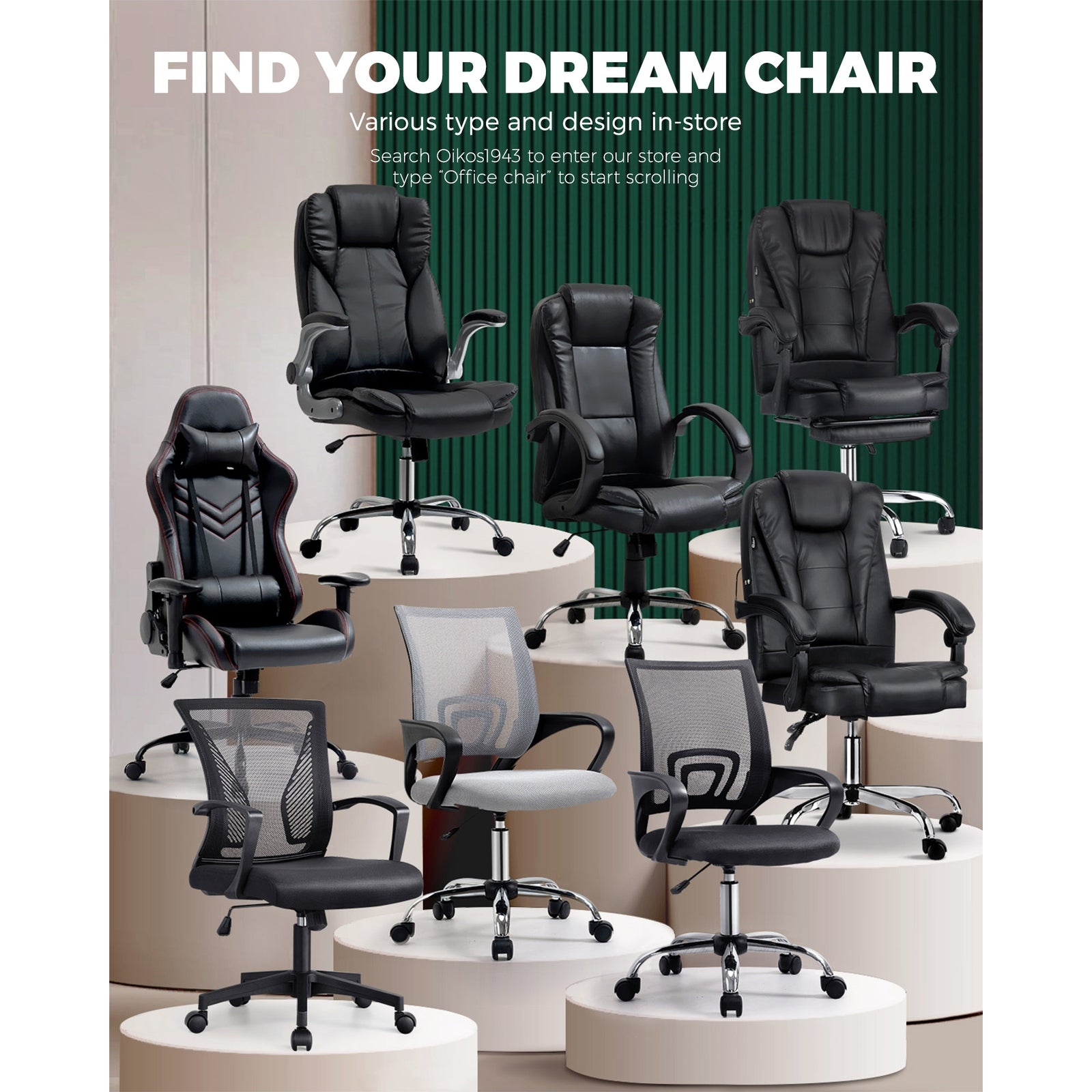 Oikiture Office Chair Executive Mesh Computer Chairs Study Work Gaming Chair - Sunyee