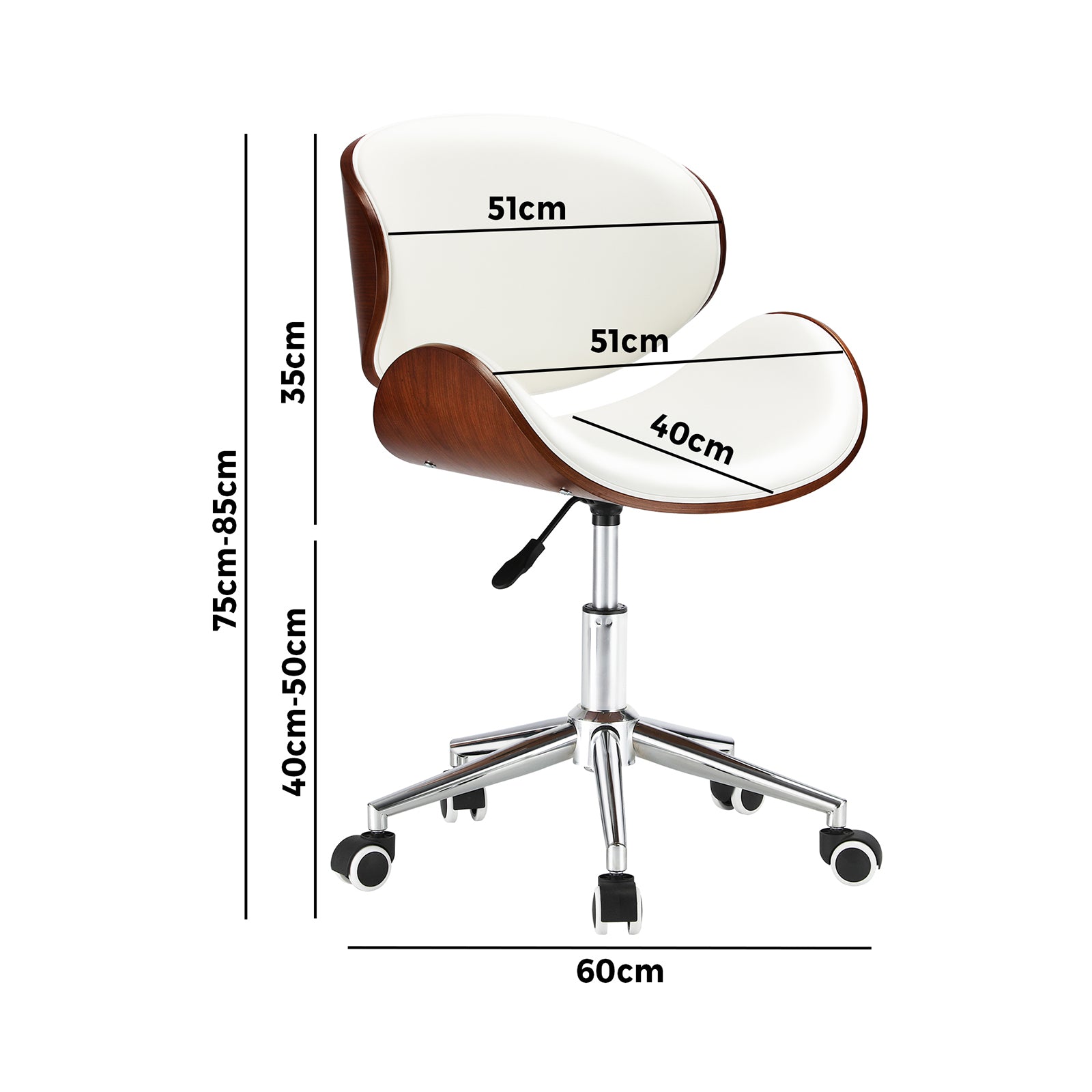 Oikiture Wooden Office Chair Computer Chairs Executive PU Leather Bentwood Seat - Sunyee