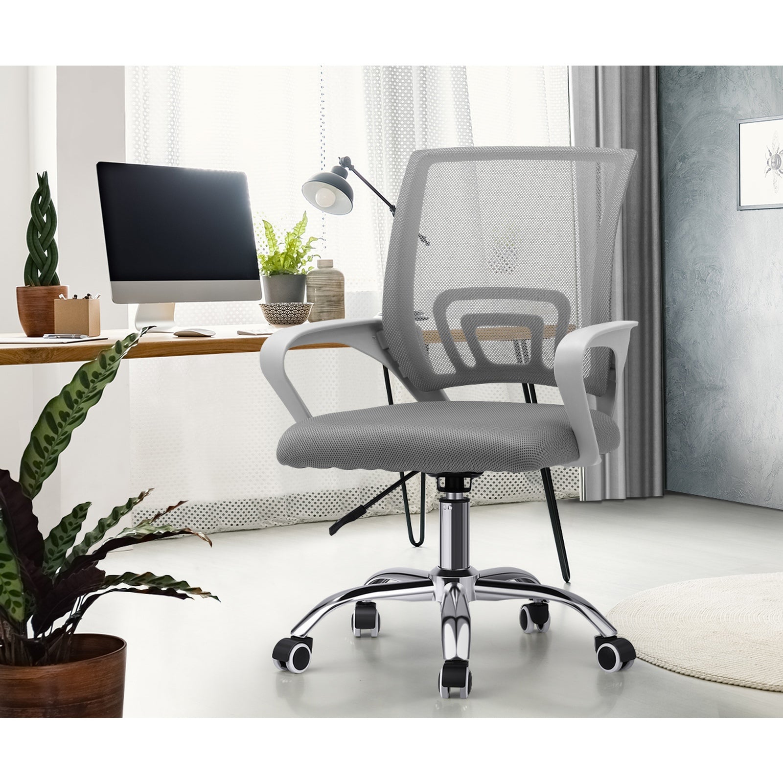 Oikiture Office Gaming Chair Computer Mesh Chairs Executive Foam Seat White - Sunyee
