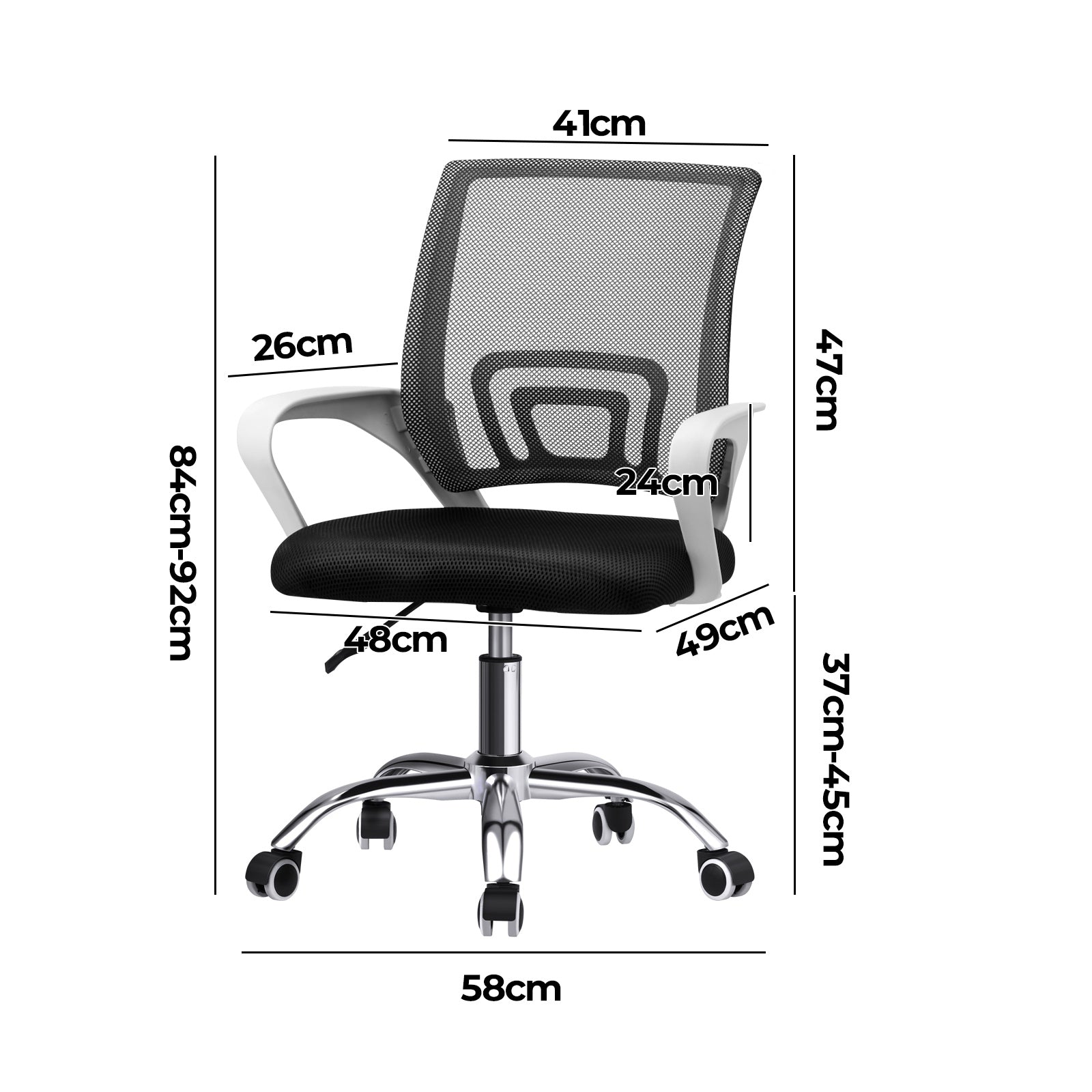 Oikiture Office Gaming Chair Computer Mesh Chairs Executive Foam White&Black - Sunyee
