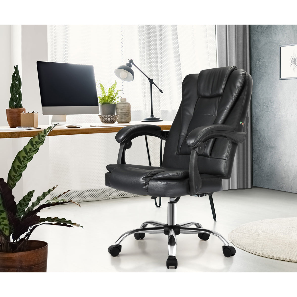 Oikiture Massage Office Chair Executive Gaming Racing Chairs Recliner Seat PU