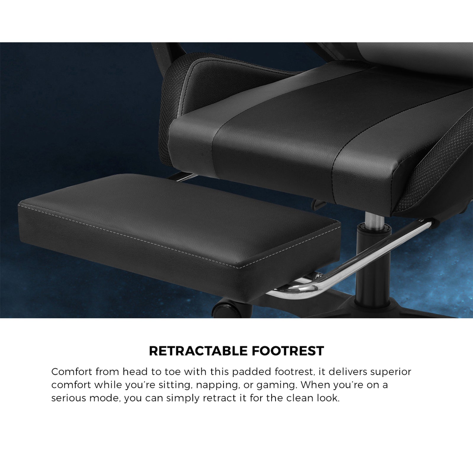 Oikiture Gaming Chair 7 RGB LED 8 Points Massage Racing Recliner Office Computer - Sunyee