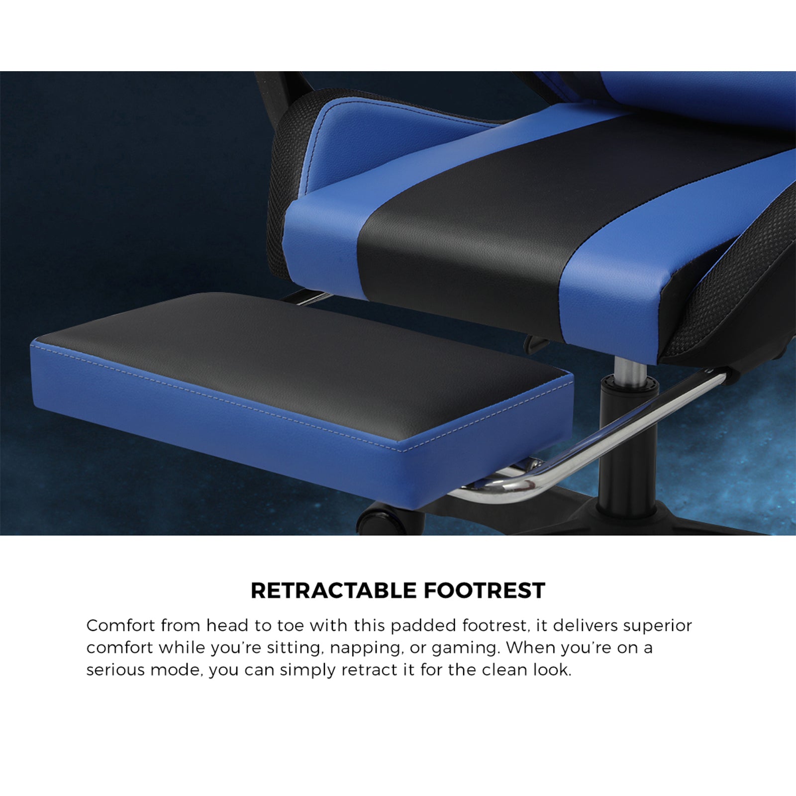 Oikiture Gaming Chair 7 RGB LED 8 Points Massage Racing Recliner Office Computer - Sunyee