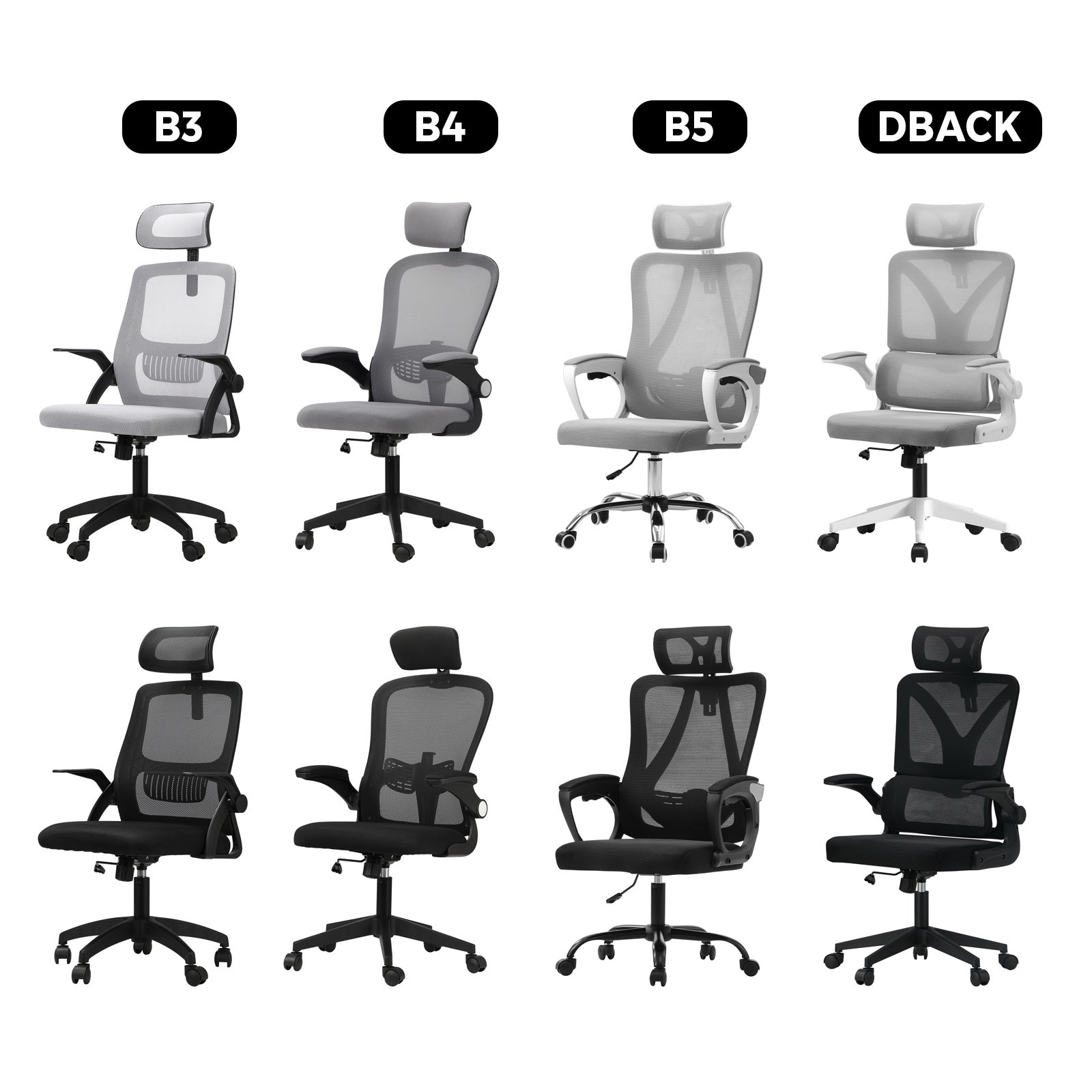 Oikiture Mesh Office Chair Executive Fabric Gaming Work Study Seat Computer - Sunyee