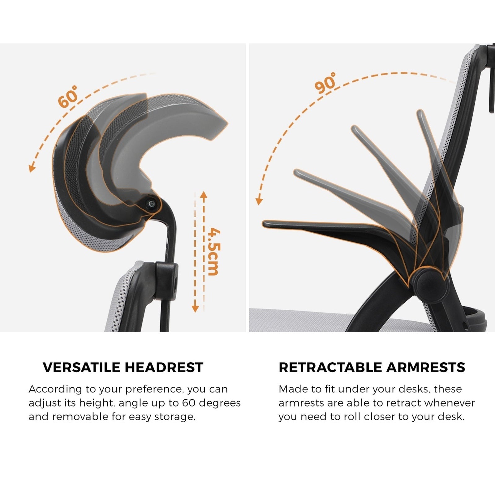 Oikiture Mesh Office Chair Executive Fabric Gaming Work Study Seat Computer - Sunyee