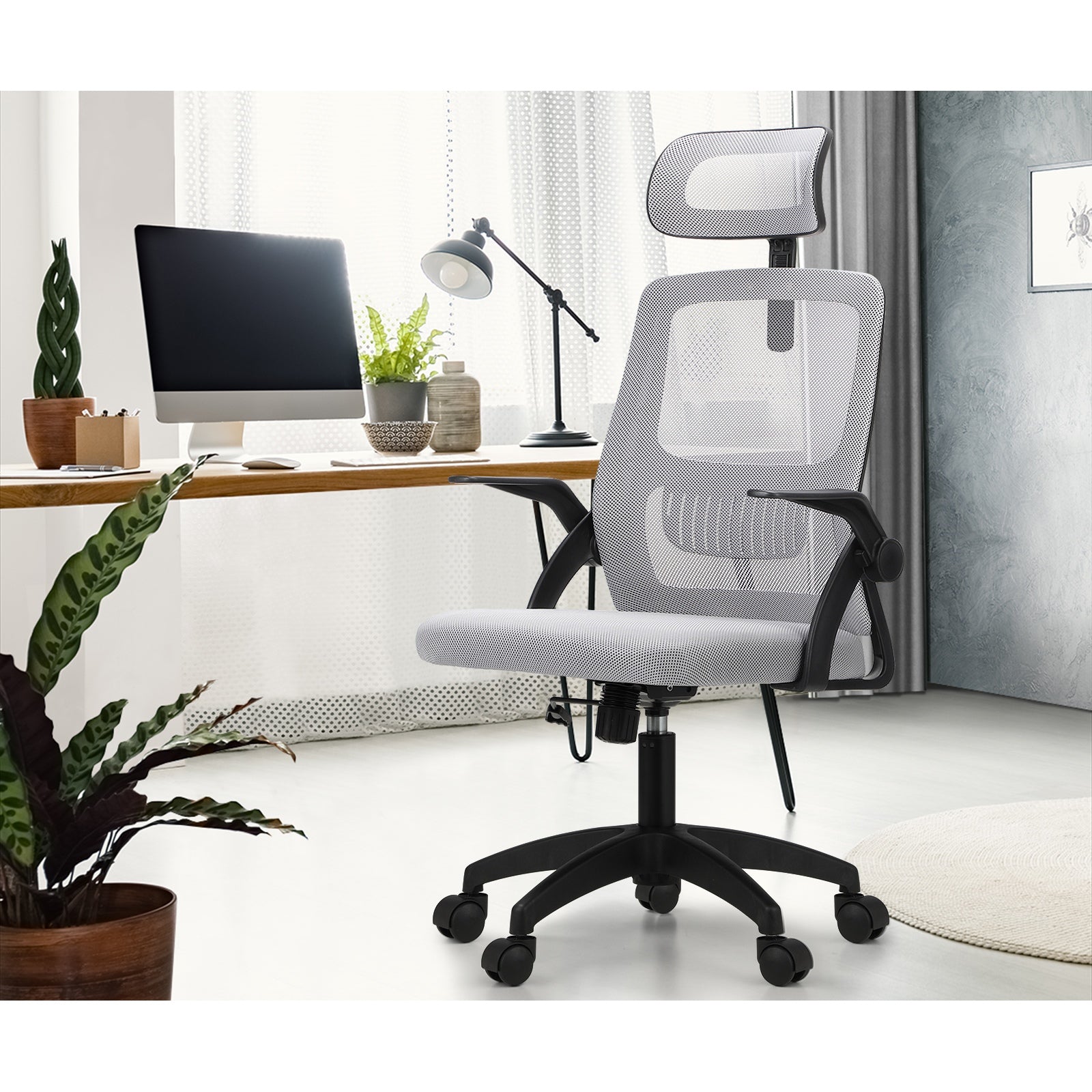 Oikiture Mesh Office Chair Executive Fabric Gaming Seat Racing Tilt Computer BKG - Sunyee