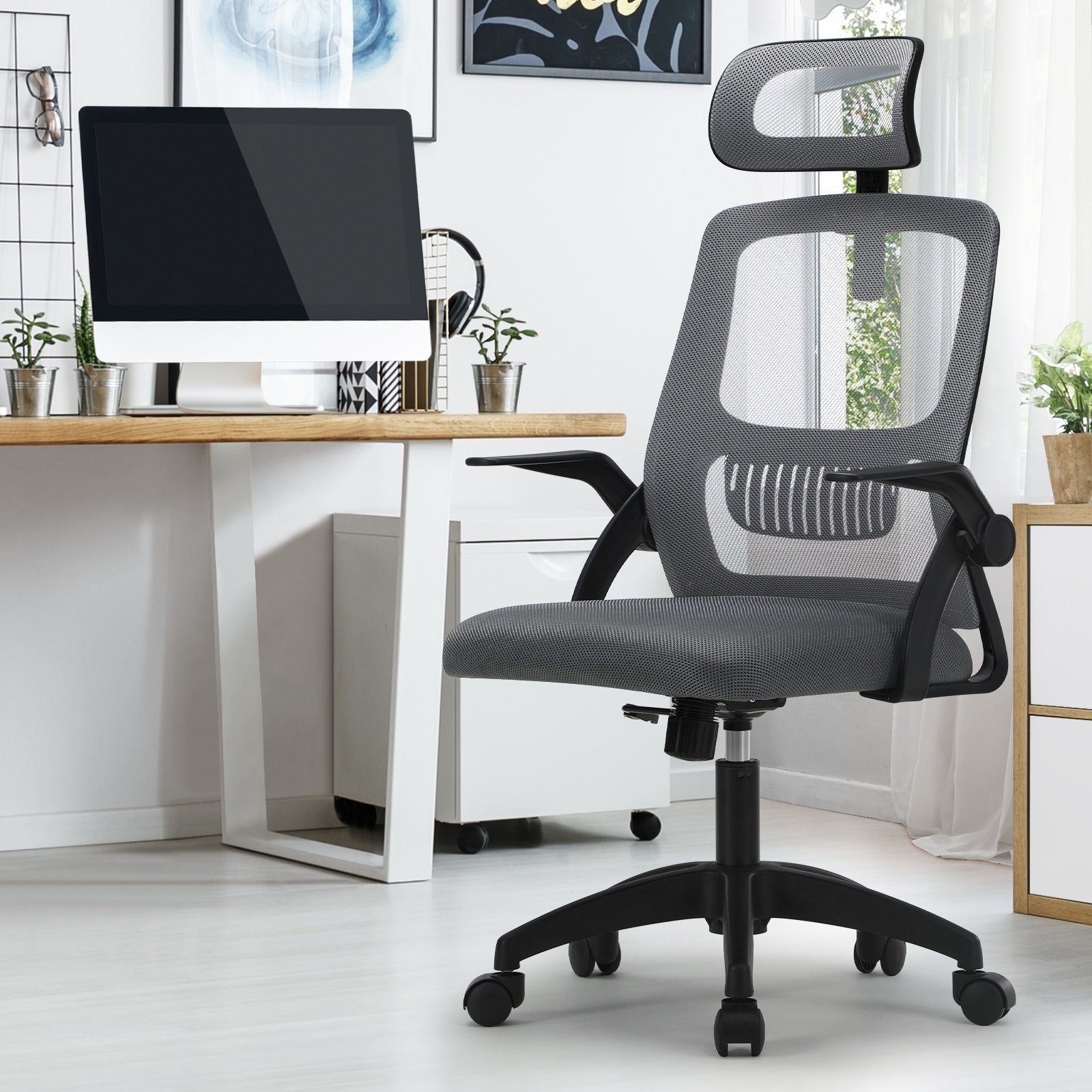 Oikiture Mesh Office Chair Executive Fabric Gaming Work Study Seat Computer - Sunyee