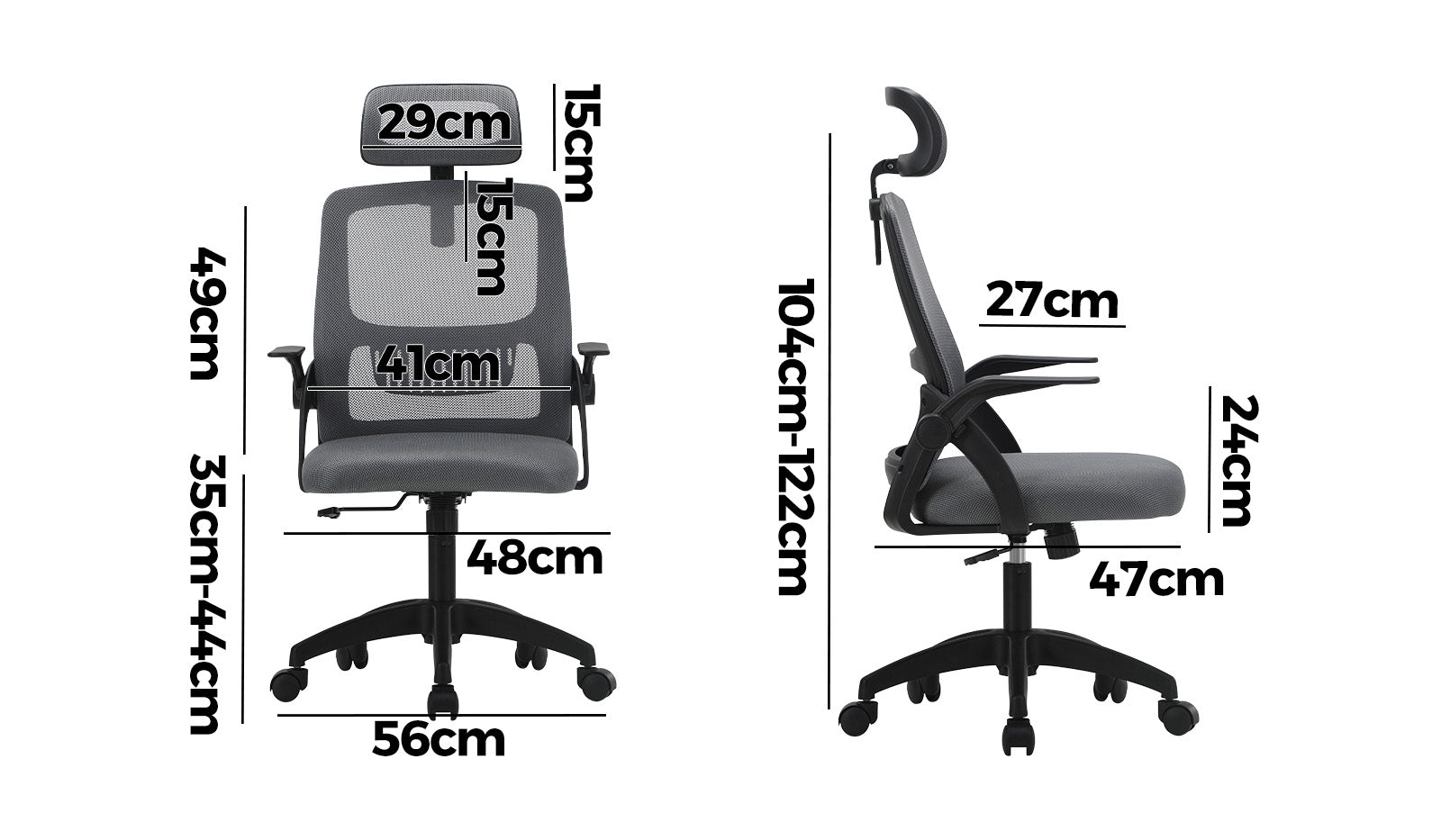 Oikiture Mesh Office Chair Executive Fabric Gaming Seat Racing Tilt Computer DGY - Sunyee