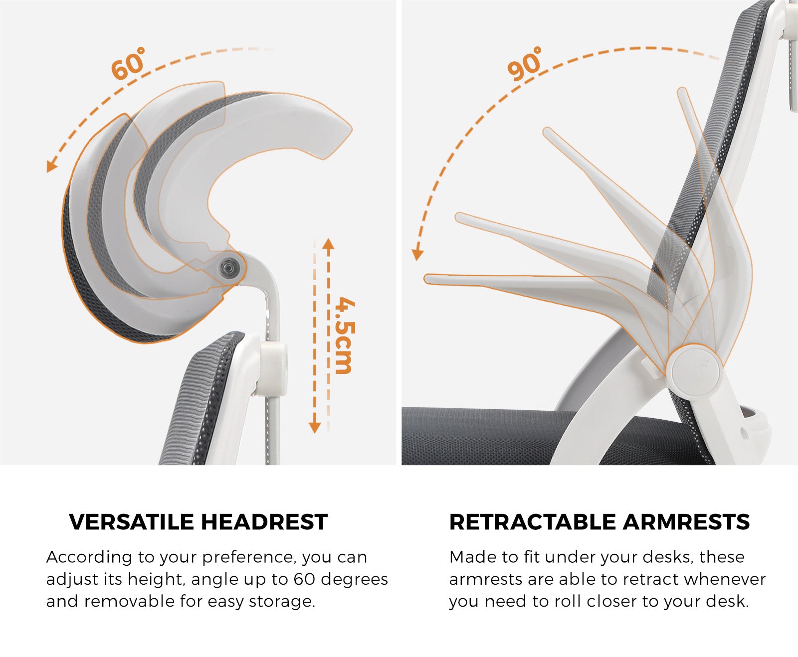 Oikiture Mesh Office Chair Executive Fabric Gaming Seat Racing Tilt Computer DGY - Sunyee