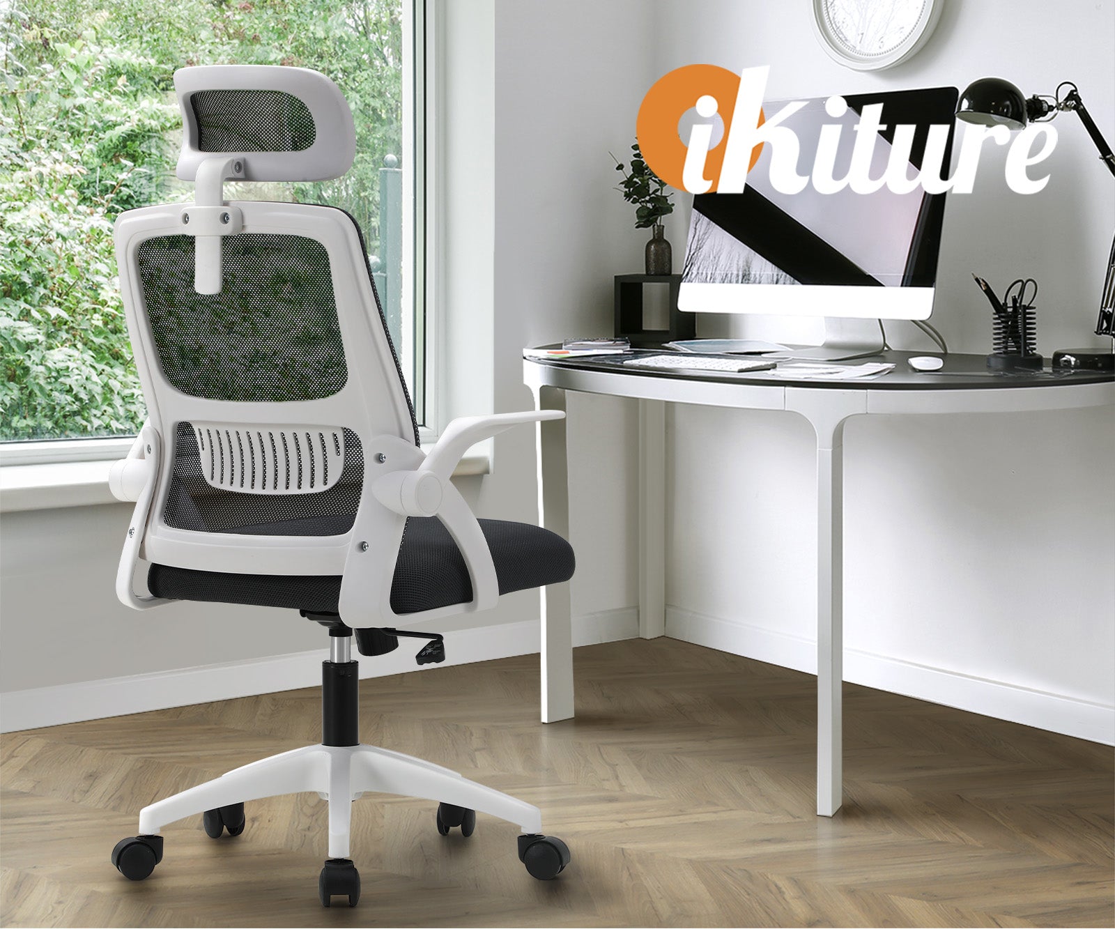 Oikiture Mesh Office Chair Executive Fabric Gaming Seat Racing Tilt Computer DGY - Sunyee