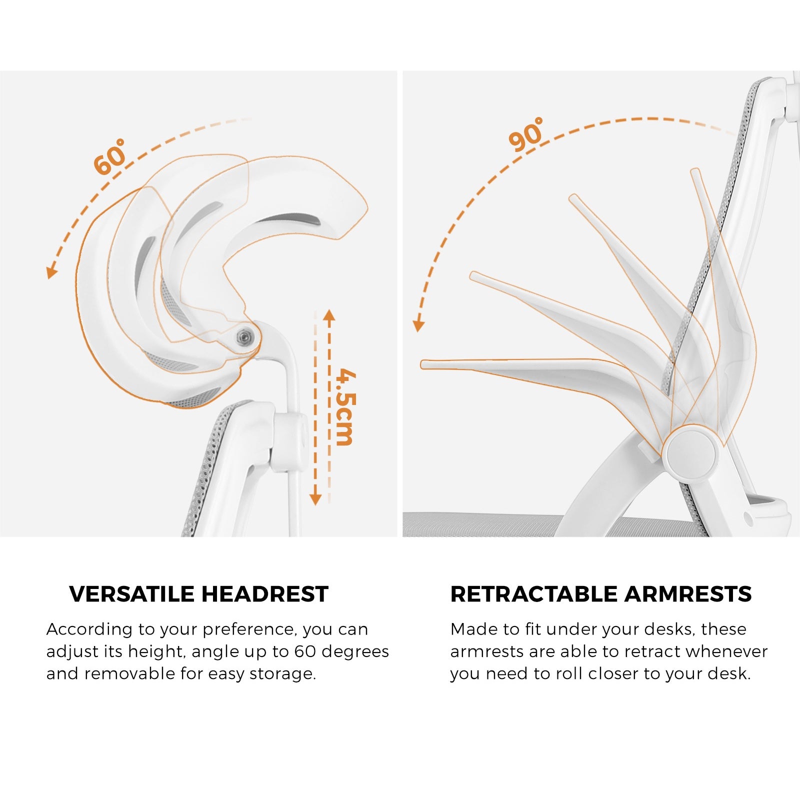 Oikiture Mesh Office Chair Executive Fabric Gaming Seat Racing Tilt Computer WH - Sunyee