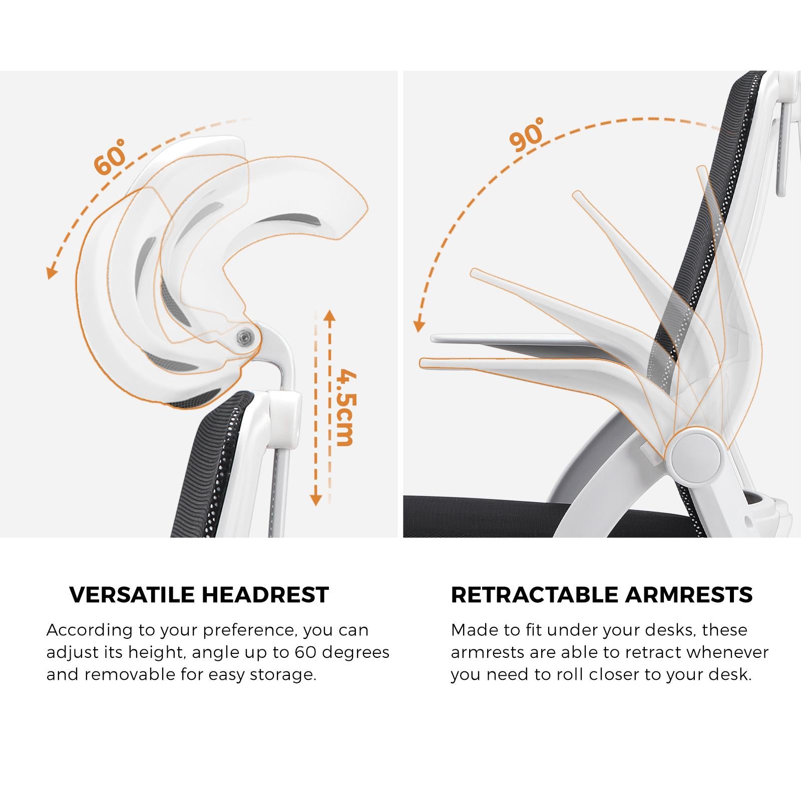 Oikiture Mesh Office Chair Executive Fabric Gaming Seat Racing Tilt Computer BKW - Sunyee