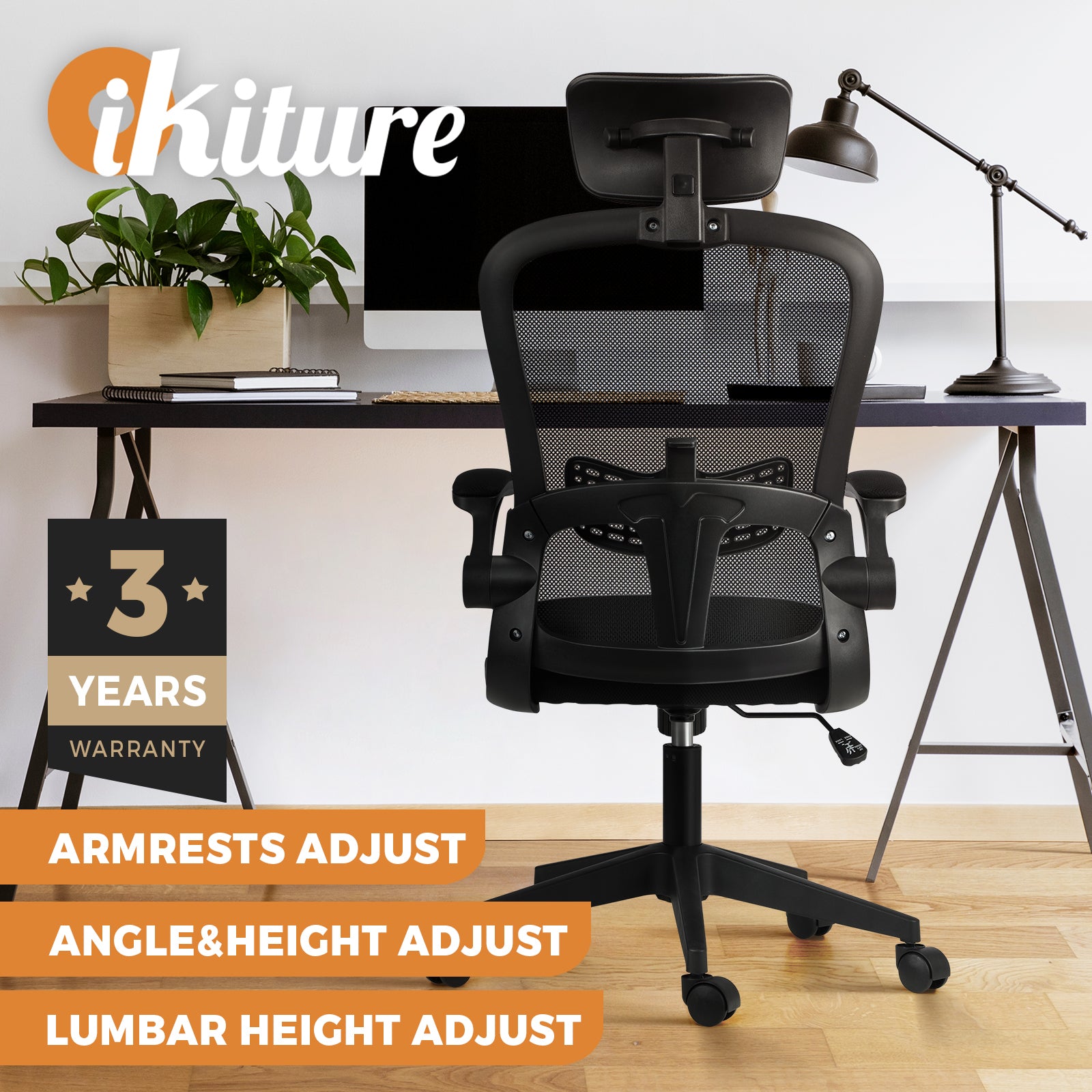 Oikiture Mesh Office Chair Executive Fabric Gaming Work Study Seat Computer - Sunyee