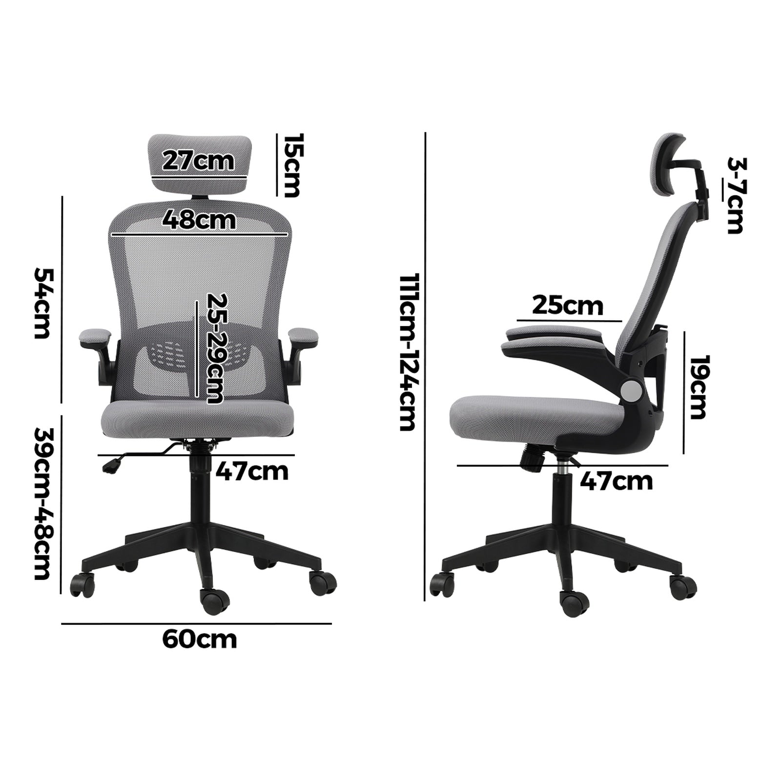 Oikiture Mesh Office Chair Executive Gaming Seat Racing Tilt Computer BK&GY - Sunyee