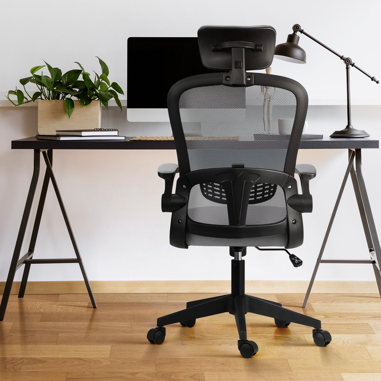 Oikiture Mesh Office Chair Executive Gaming Seat Racing Tilt Computer BK&GY - Sunyee