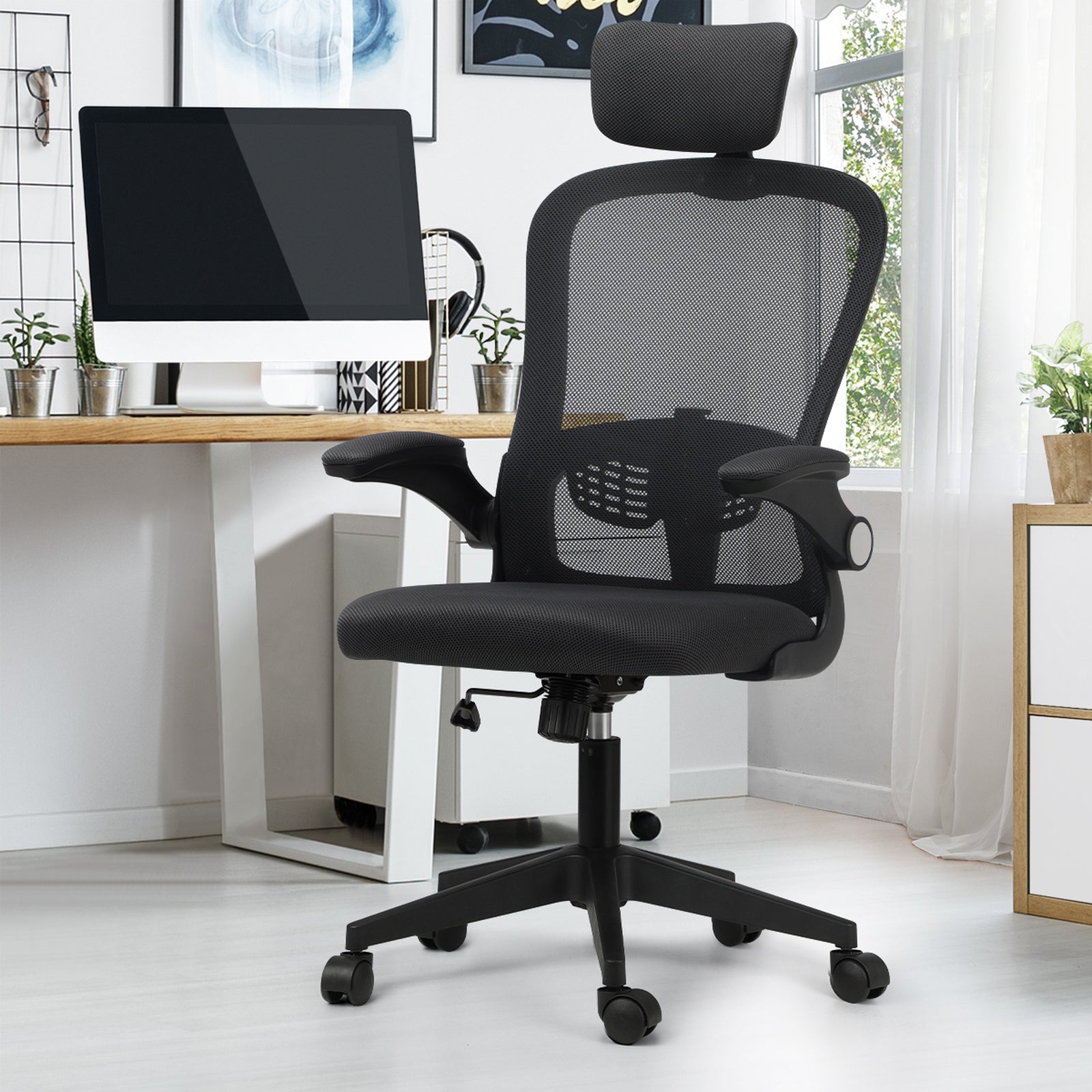 Oikiture Mesh Office Chair Executive Fabric Gaming Work Study Seat Computer - Sunyee
