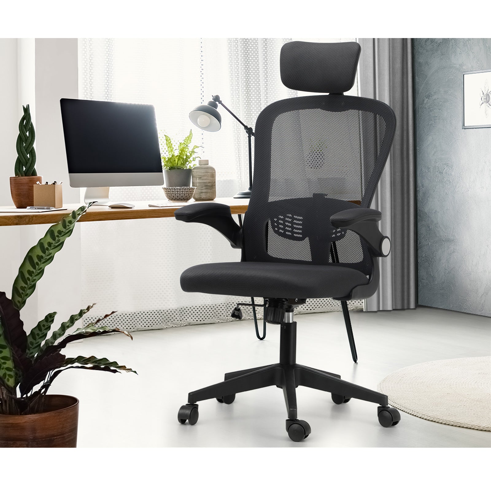 Oikiture Mesh Office Chair Executive Gaming Seat Racing Tilt Computer DGY&BK - Sunyee