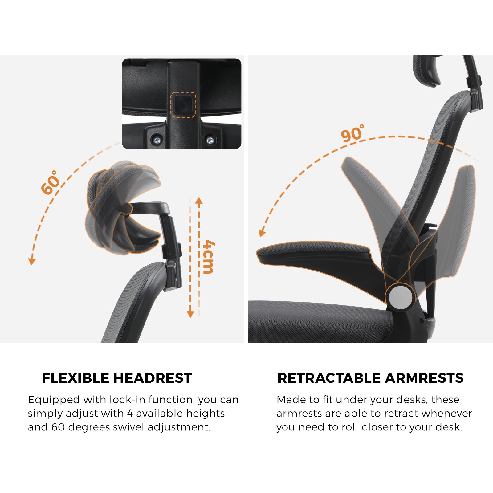 Oikiture Mesh Office Chair Executive Gaming Seat Racing Tilt Computer DGY&BK - Sunyee