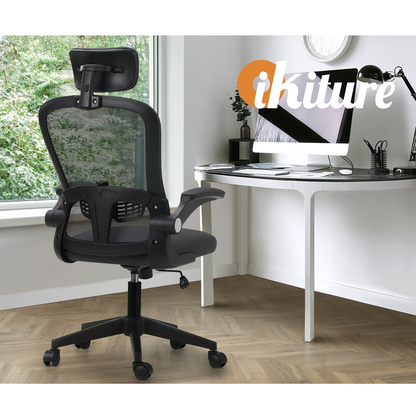 Oikiture Mesh Office Chair Executive Gaming Seat Racing Tilt Computer DGY&BK - Sunyee