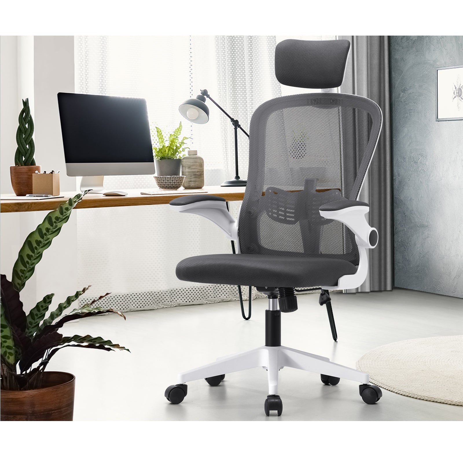 Oikiture Mesh Office Chair Executive Gaming Seat Racing Tilt Computer DGY&WH - Sunyee