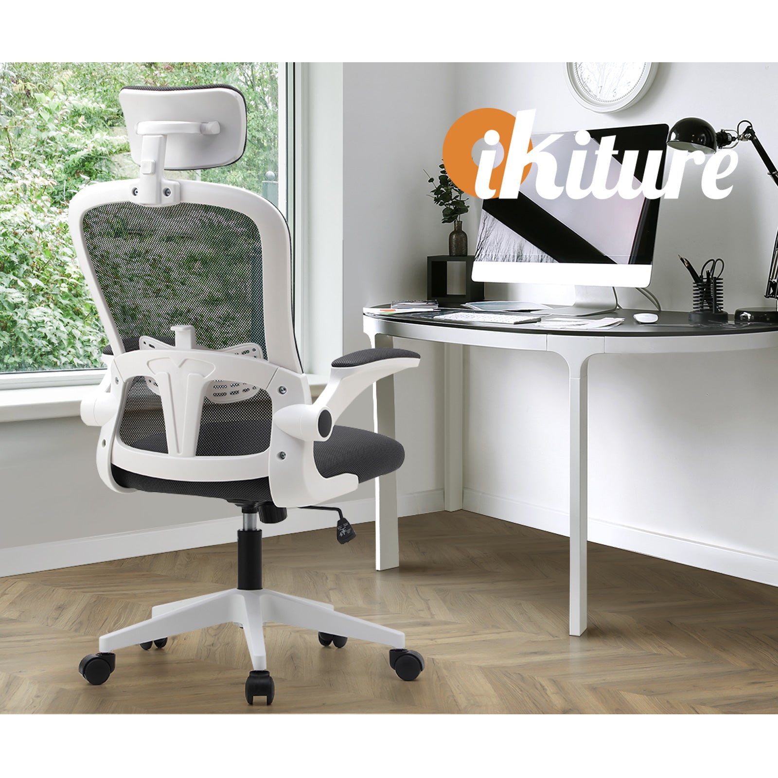 Oikiture Mesh Office Chair Executive Gaming Seat Racing Tilt Computer DGY&WH - Sunyee