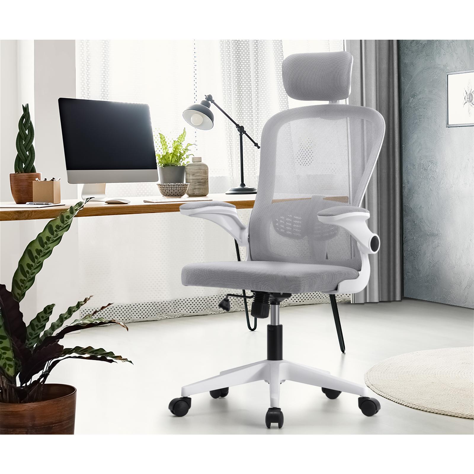 Oikiture Mesh Office Chair Executive Fabric Gaming Seat Racing Tilt Computer WH - Sunyee