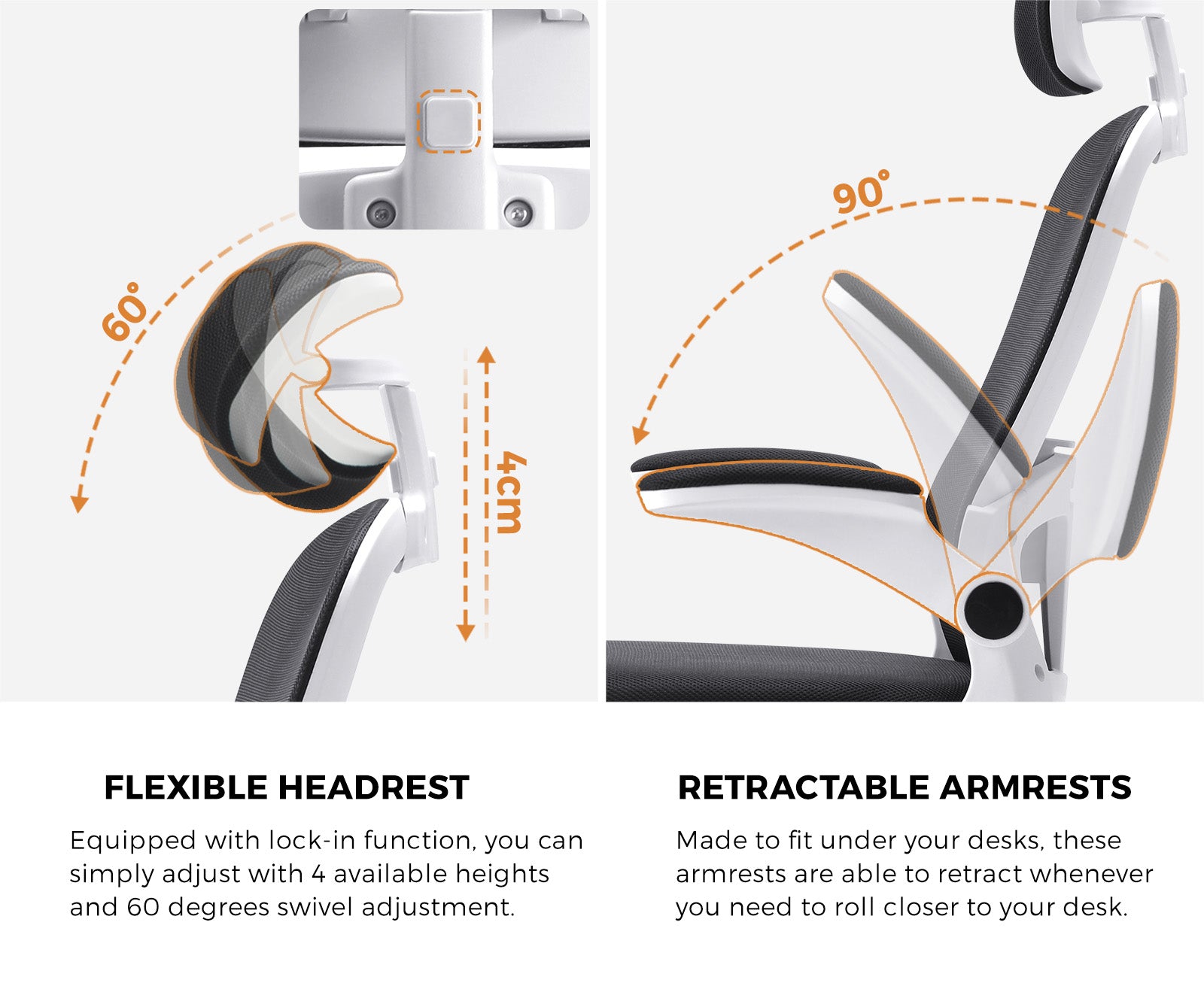 Oikiture Mesh Office Chair Executive Fabric Gaming Seat Racing Tilt Computer WHB - Sunyee