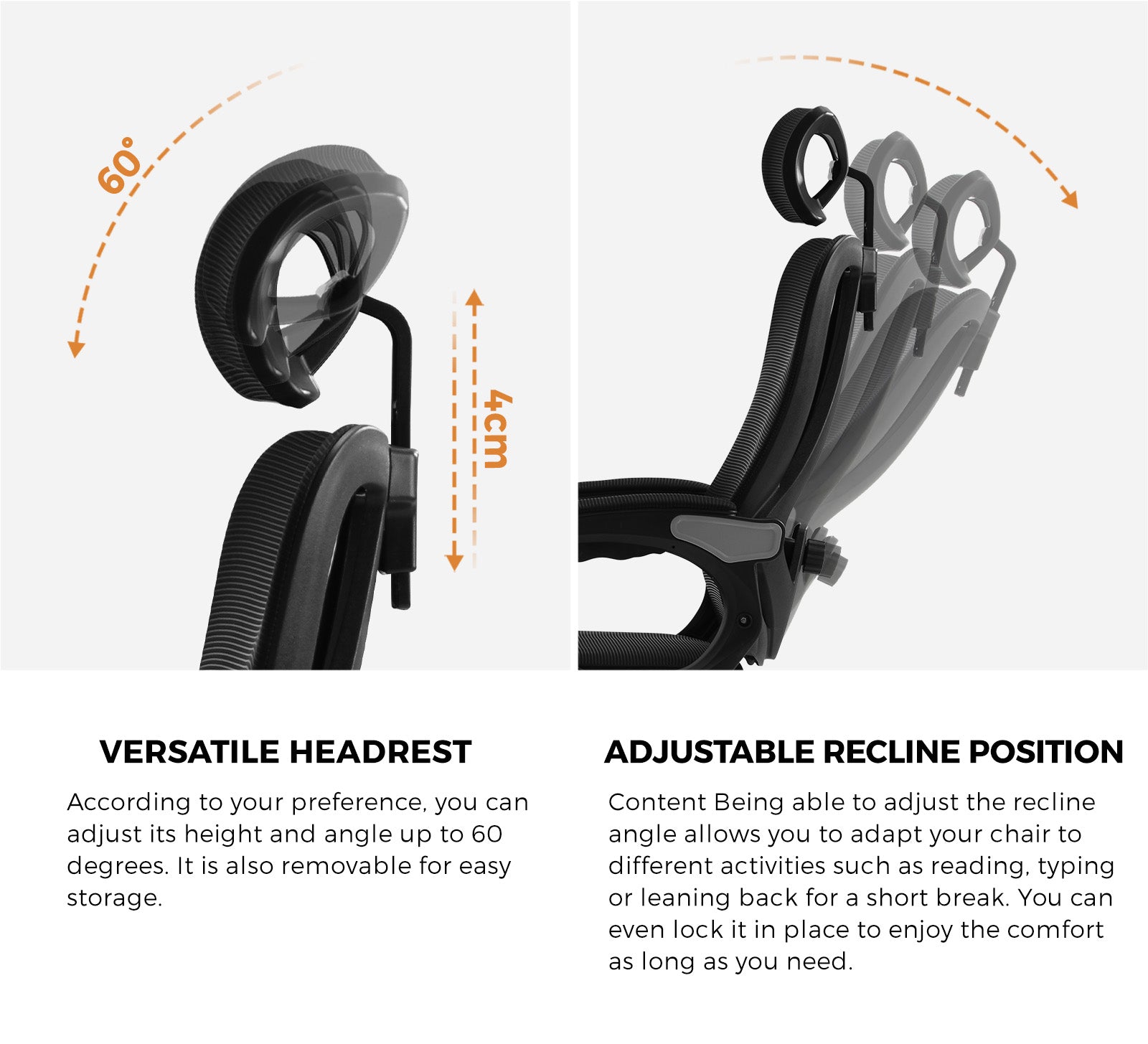 Oikiture Mesh Office Chair Adjustable Lumbar Support Reclining Computer Black - Sunyee