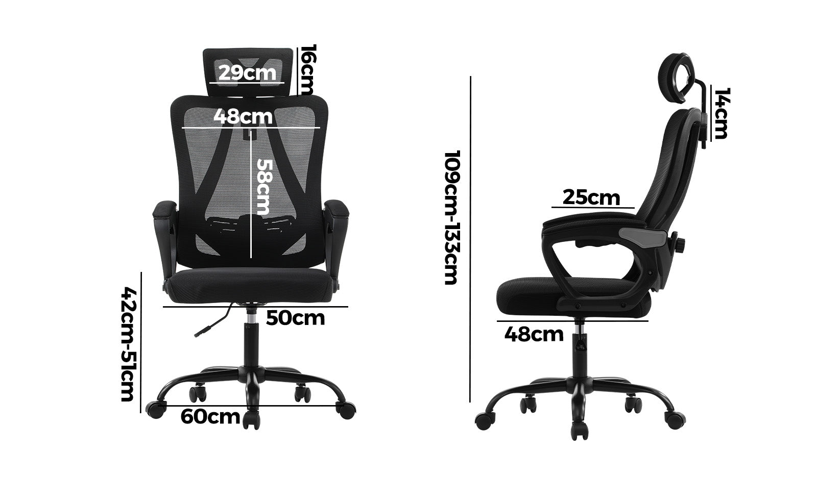Oikiture Mesh Office Chair Adjustable Lumbar Support Reclining Computer Black - Sunyee