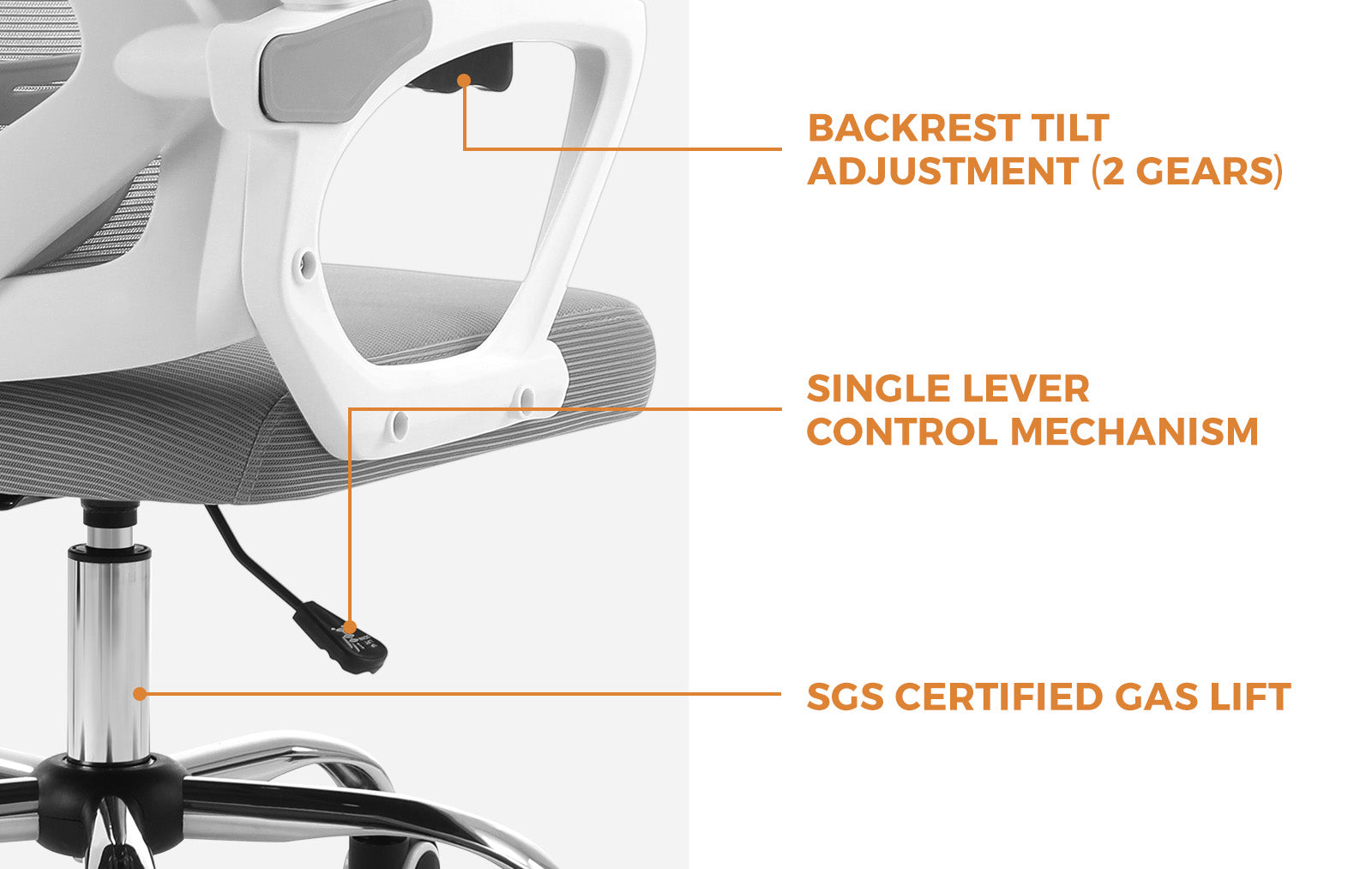 Oikiture Mesh Office Chair Adjustable Lumbar Support Reclining Computer White - Sunyee