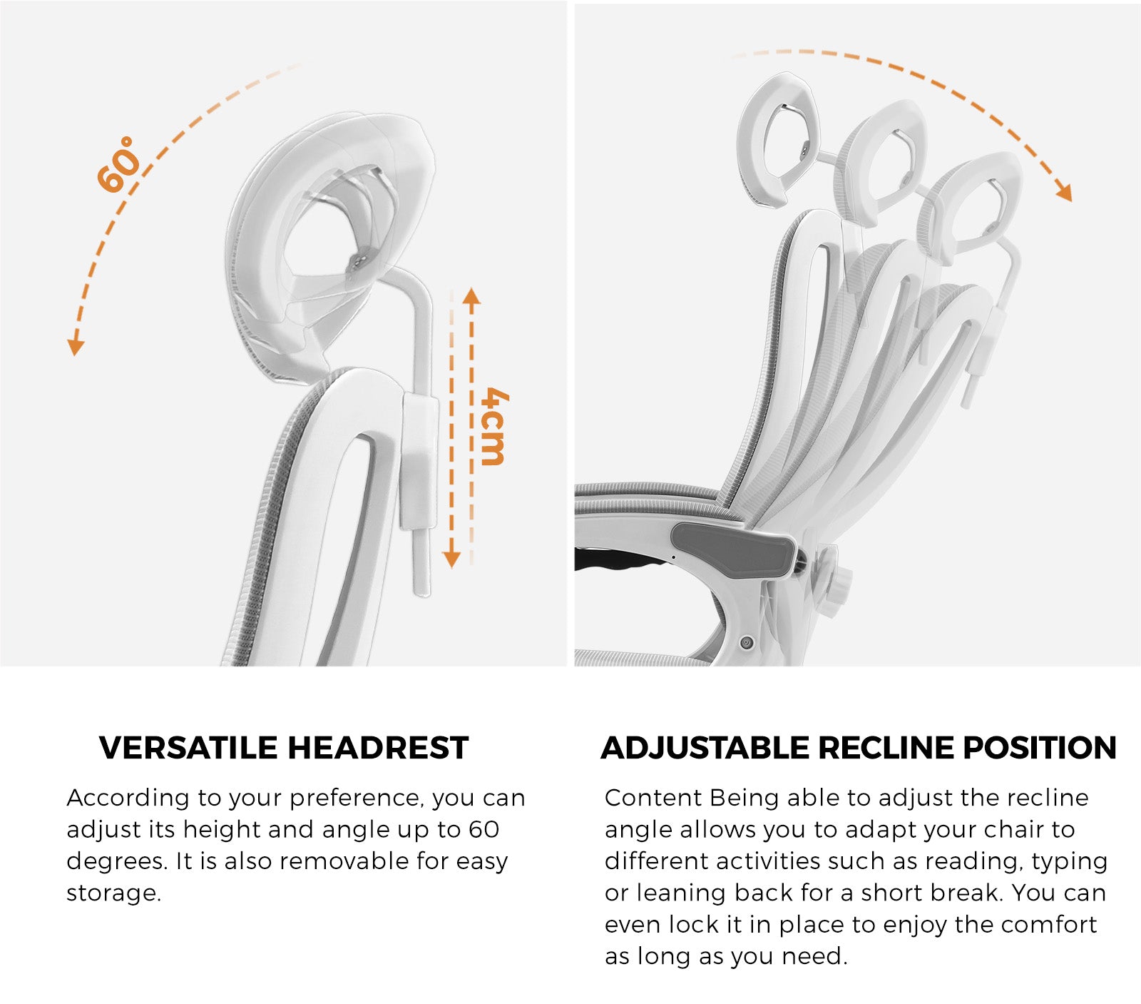 Oikiture Mesh Office Chair Adjustable Lumbar Support Reclining Computer White - Sunyee