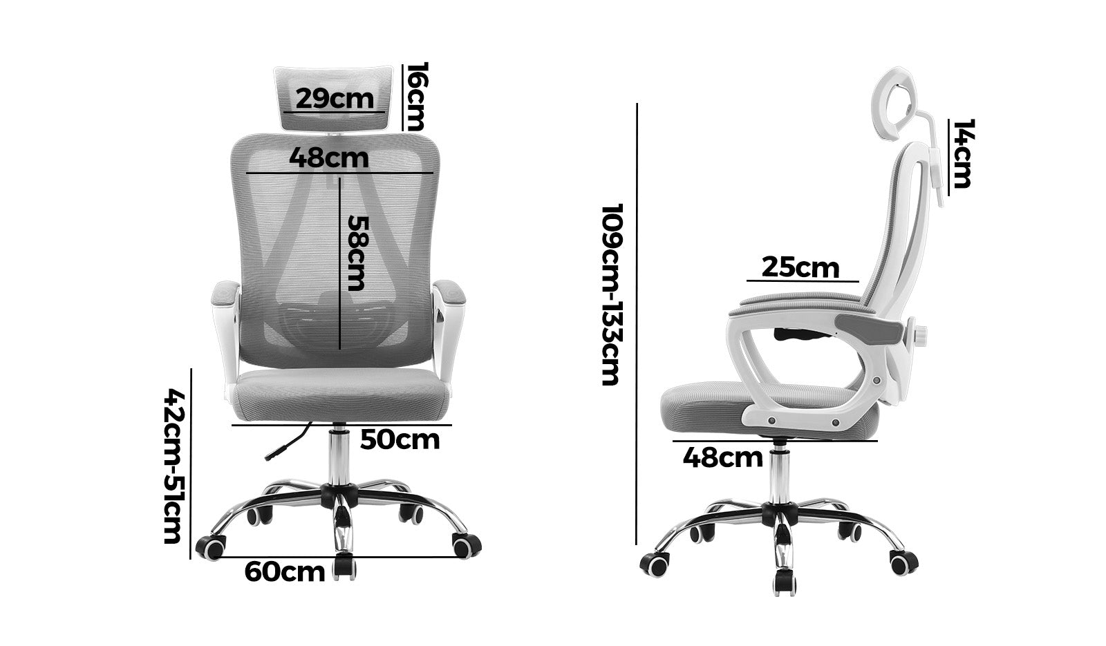 Oikiture Mesh Office Chair Adjustable Lumbar Support Reclining Computer White - Sunyee