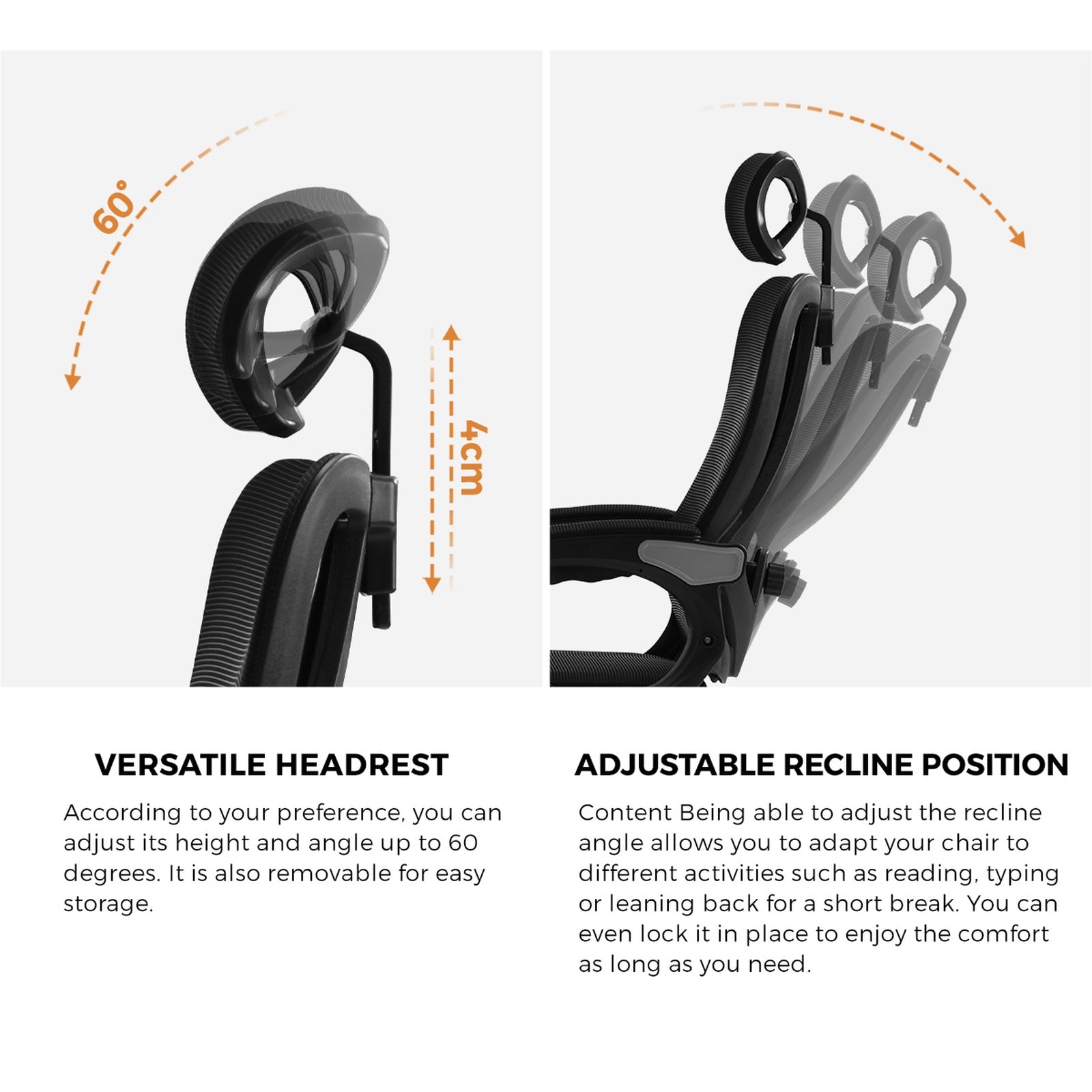 Oikiture Mesh Office Chair Adjustable Lumbar Support Reclining Footrest Black - Sunyee